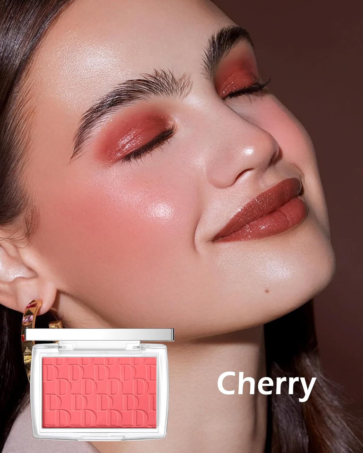Powder Blush Palette, Matte Powder Makeup Blush for Cheeks, Natural Glow Face Blush Contour Palette, Lightweight, Smooth, High Impact Buildable Color, Long-lasting All-Day Face Enhancing -#Cherry