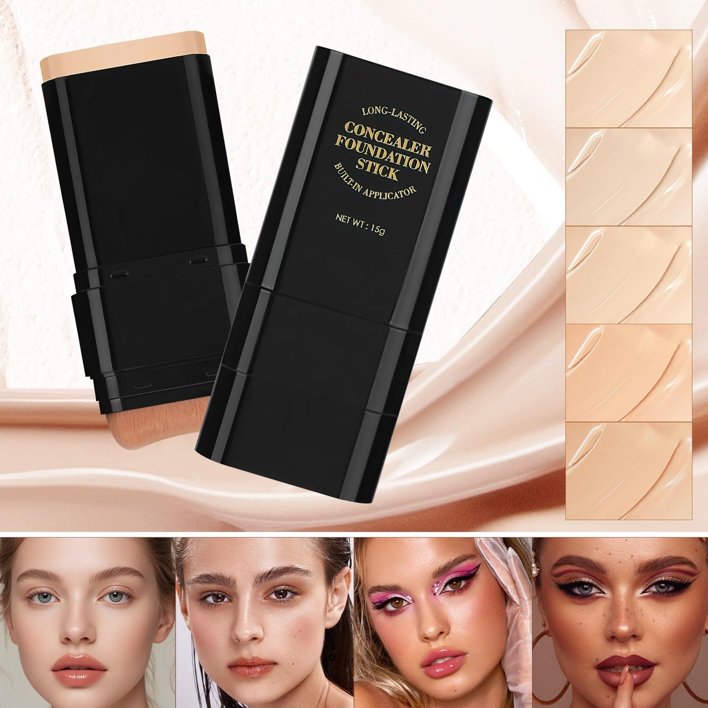 Long-Lasting Concealer Foundation Stick, Creamy Full Coverage, Hydrating Olive & Camellia Formula for Dark Circles (03 light skin)