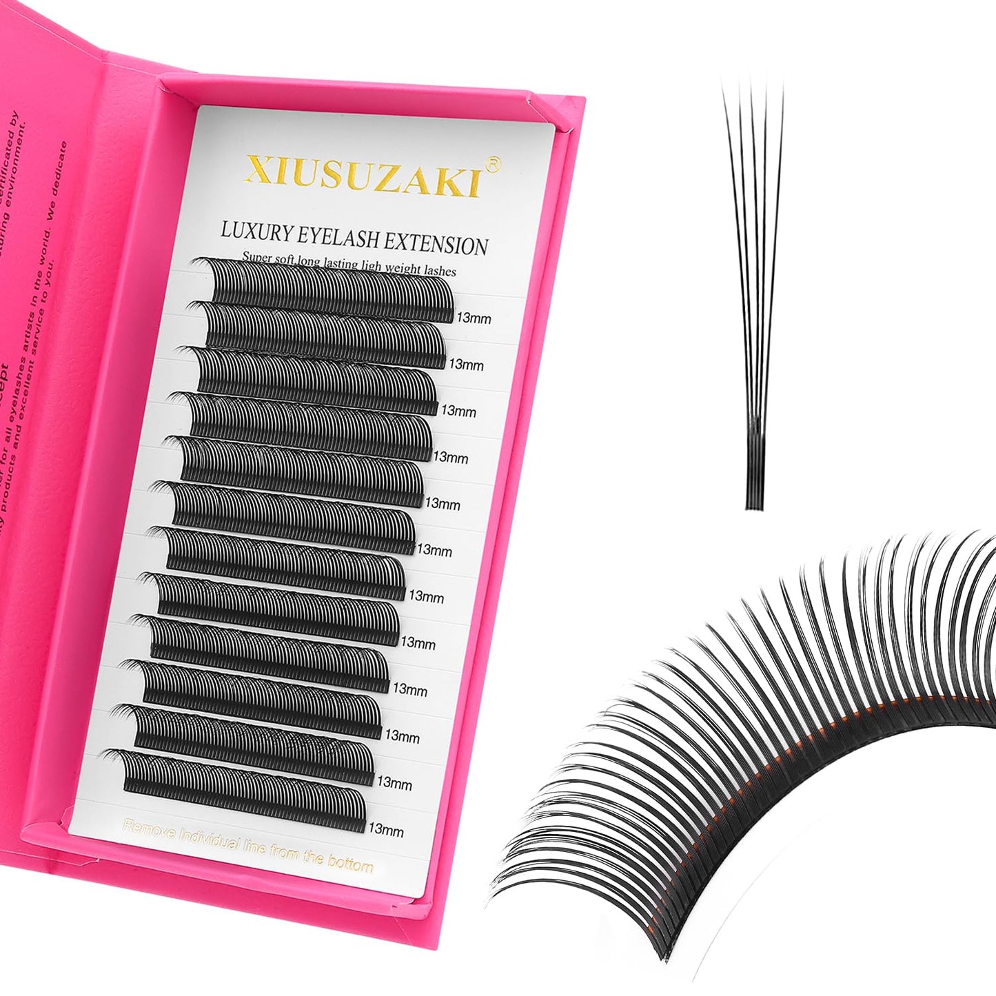 5D Flower Lash Extensions Spikes Lashes 0.07 Matte Black D Curl Lashes 13mm Volume Eyelash Extension Lash Trays Professional Use(5D Flower,0.07-D,13mm)