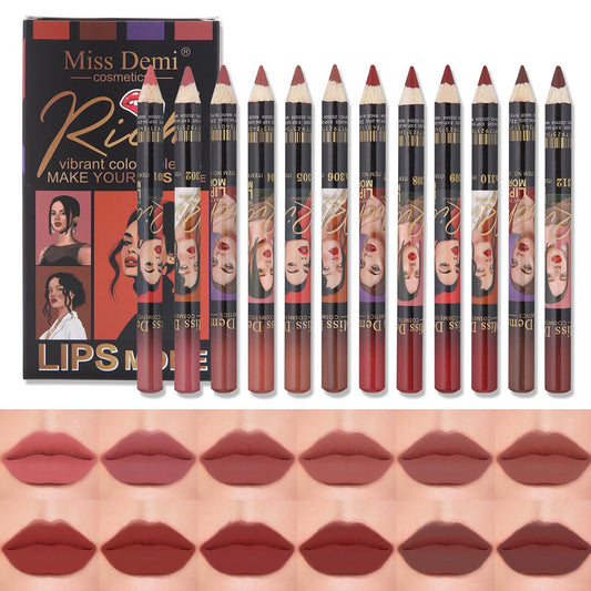 12PCS Lip Liner Pencils Set Pack for Shaping & Sculpting Lips, Modifieddark Lip Color Lipsticks,Long-Lasting Waterproof Lipsticks. (03, Color)