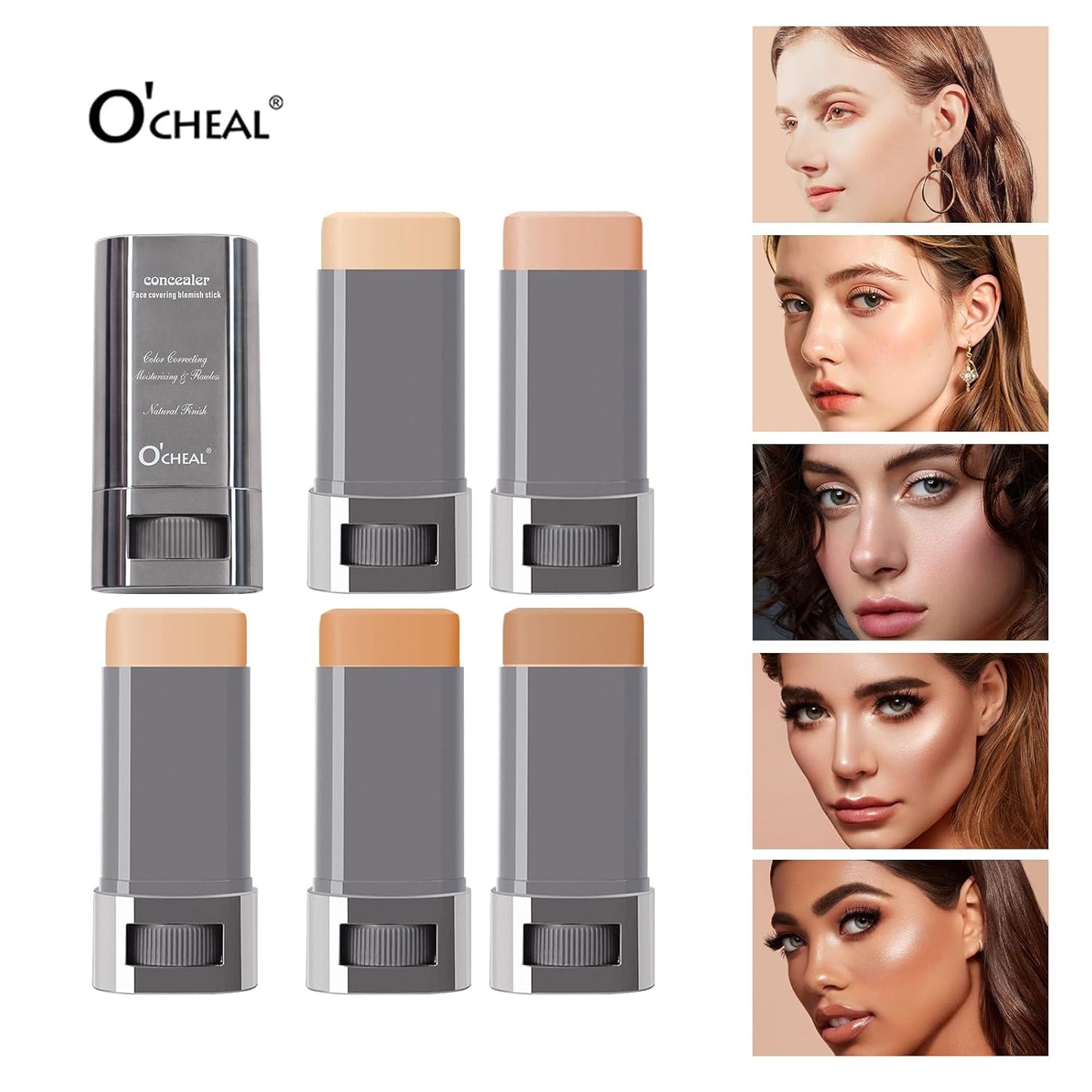 O'CHEAL Face Foundation Contour Stick Long-wear Lightweight Brighten Stick Face Concealer Blemish Contouring Beauty Makeup 03#LIGHT SKIN TONE