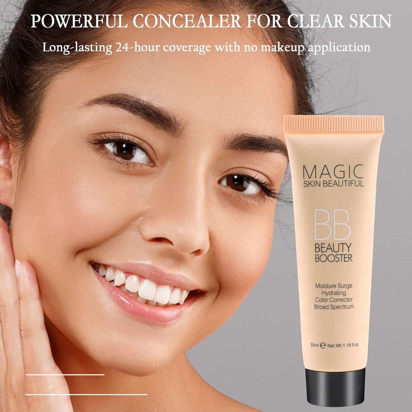 Boobeen Hydrating BB Cream, Full-Coverage Foundation & Concealer, Color Correcting Tinted Moisturizer BB Cream for All Skin Types - Evens Skin Tone (2 Pcs)