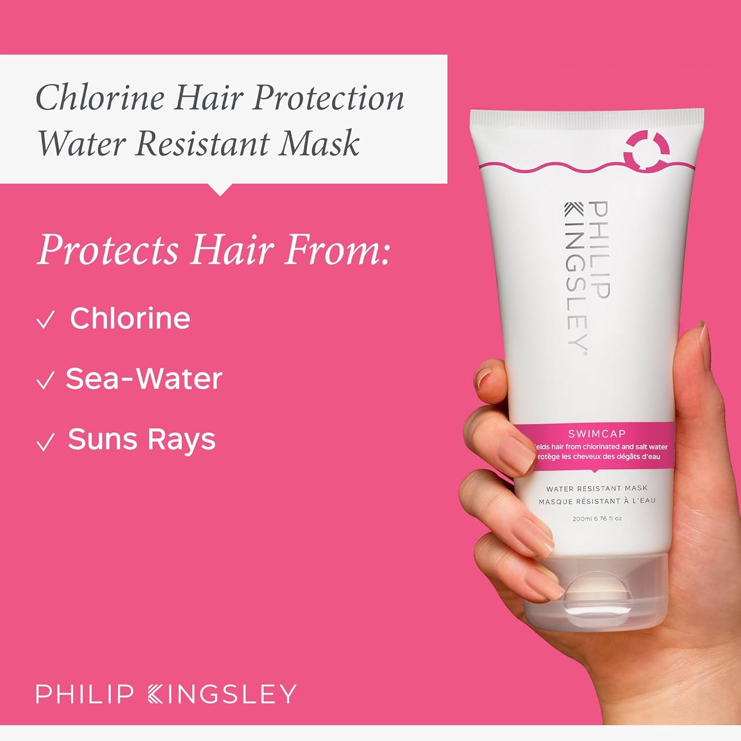 PHILIP KINGSLEY |Swimcap - Chlorine Hair Protection Water Resistant Mask |Swim Hair Mask, Protects Hair from Chlorine, Salt Water and UV Damage | Hair Color Protection Products | 6.76oz