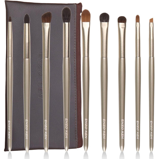 Natural Goat Hair Eye Shadow Brush Set, Pony Hair Eyeshadow Brushes Set, Small Nose Contour Brush, Angled Eyeshadow Brush, Eyeshadow Blending Brush, Eye Makeup Brushes Set Professional - E200