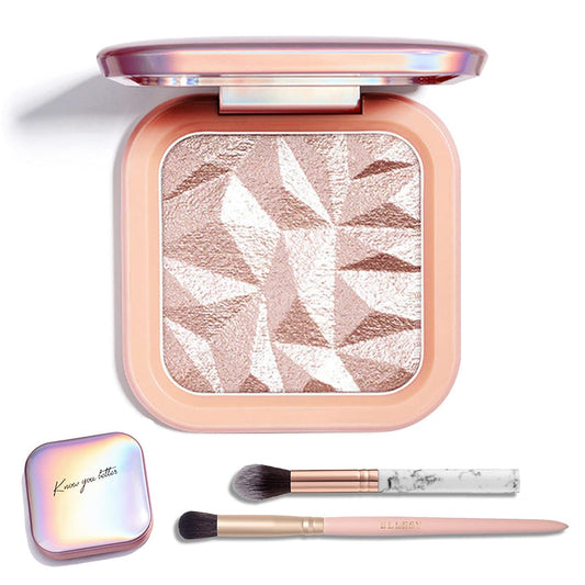 Face Highlighter Makeup Palette Kit, Shimmer Glitter Highlight Contouring Palette Natural Nude Shiny Contour Highlight Makeup Illuminator Highlighter Concealer Palette with brush (Nude Pink)