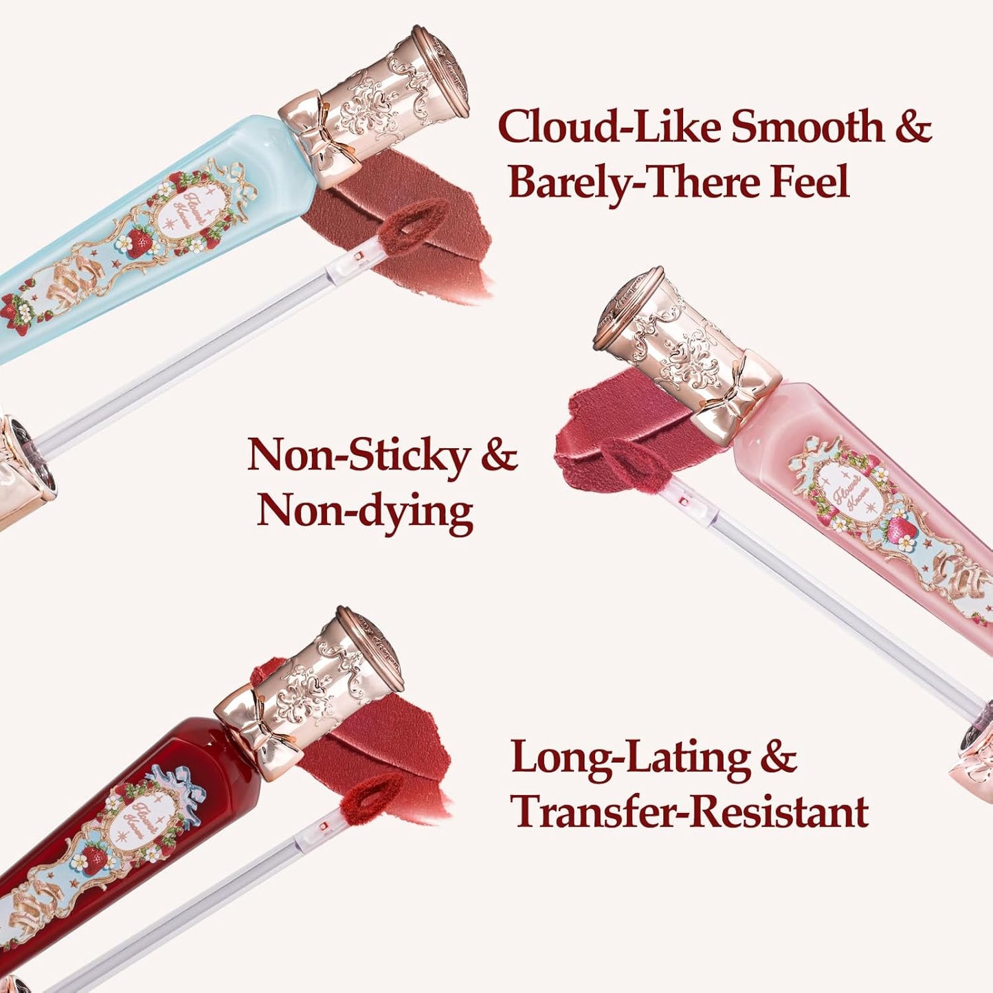 Flower Knows Strawberry Rococo Cloud Lip Cream,Velvety Matte Liquid Lipstick,Nude Lipstick,Long Lasting Lip Stain,Kiss-proof Blurred Lipstick for Girls&Women,0.12 Fl Oz(S02 Peachy Milk)