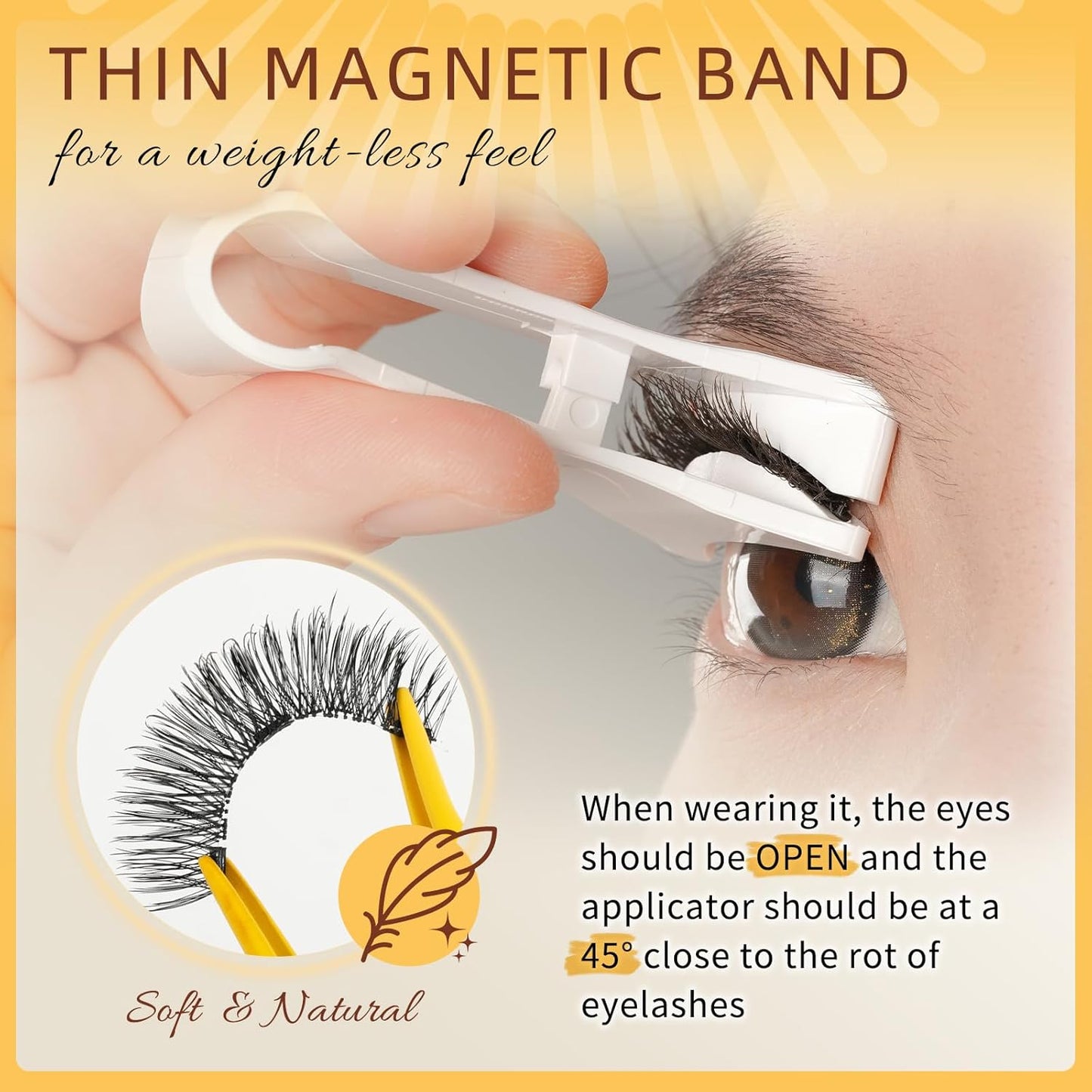 QUEWEL No Glue Needed Eyelashes, Magnetic Eyelashes Natural Look, Reusable Magnetic Lashes Kit with Applicator, Easy to Wear and Remove with Instructions(Lashes-I)