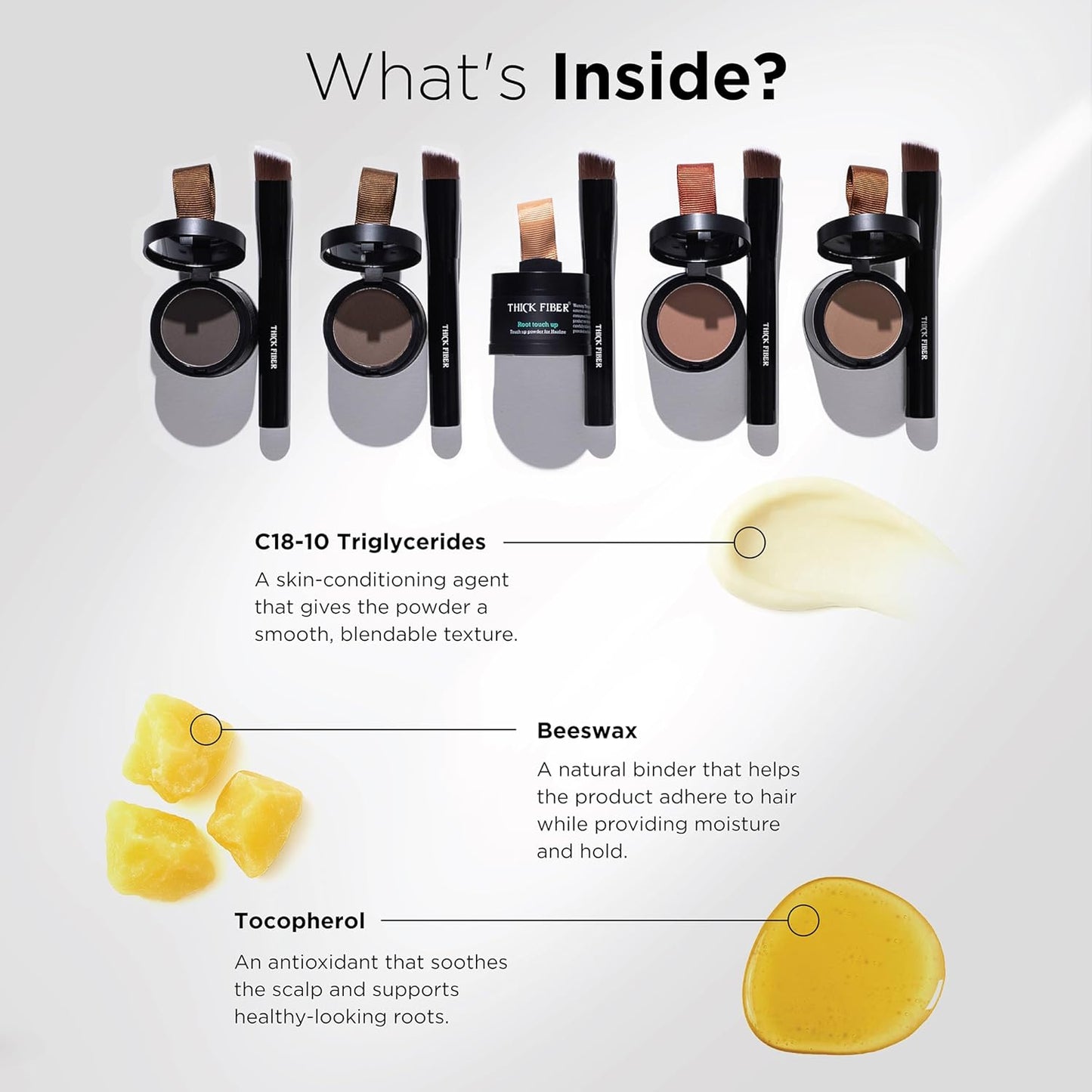 THICK FIBER Root Touch Up and Hairline Concealer - Water & Sweat Resistant Hair Loss Powder Set for Thinning Hair, Includes Brush (Light Brown)