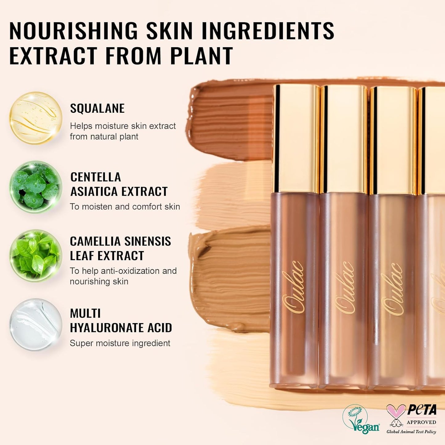 Oulac Concealer Full Coverage, Concealer Stick for Dark Circles, Hydrating Concealer Infused with Hyaluronic Acid, Lightweight, Long Lasting, Vegan Concealer 3.8ml, Shade: W8 Toffee