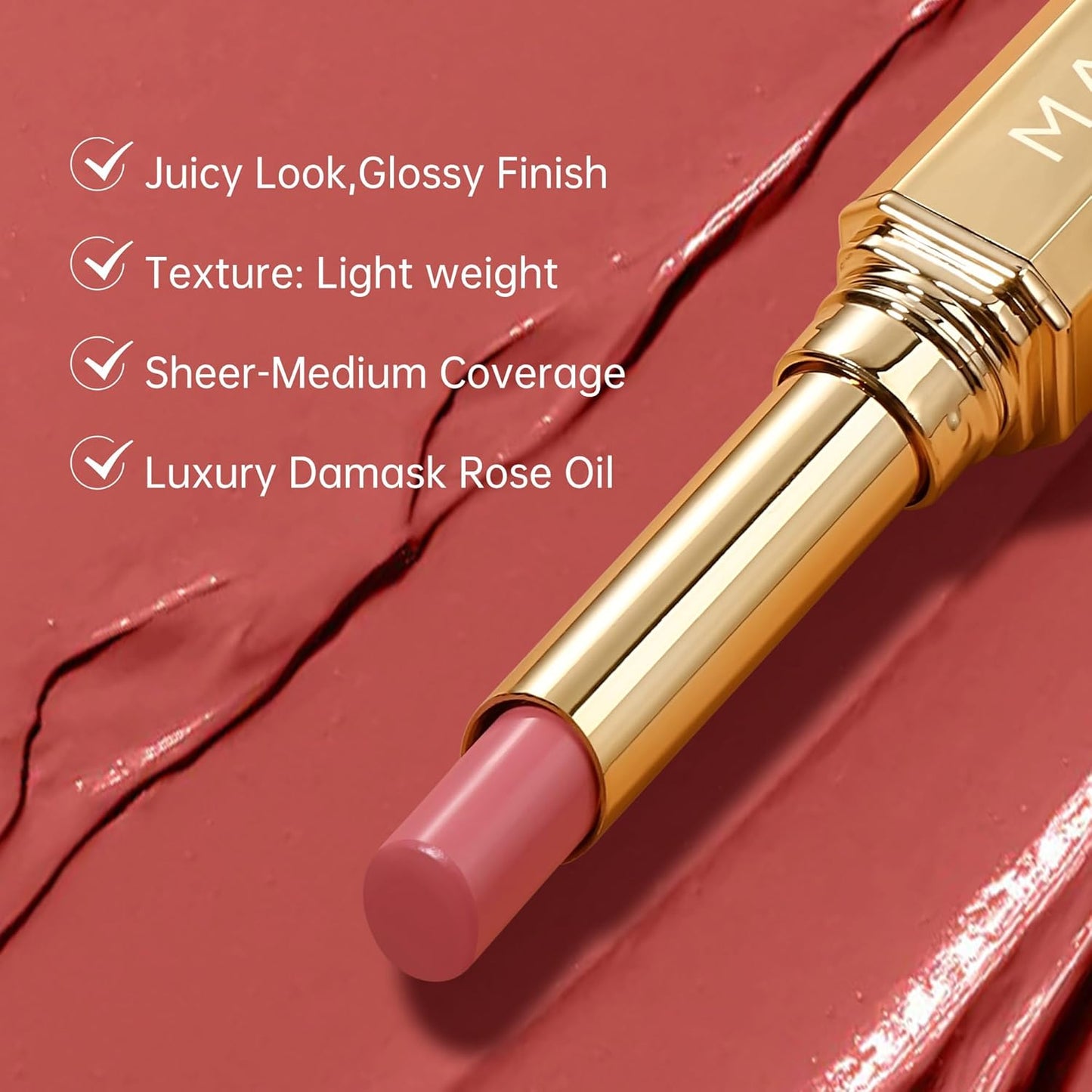 MAKI YIKA Red Lipstick for Women Moisture Hydrate Lipsticks Glossy Dark Red Lipsticks Sheer Finish Lightweight Tinted Lip Balm (Z12 Pampas)