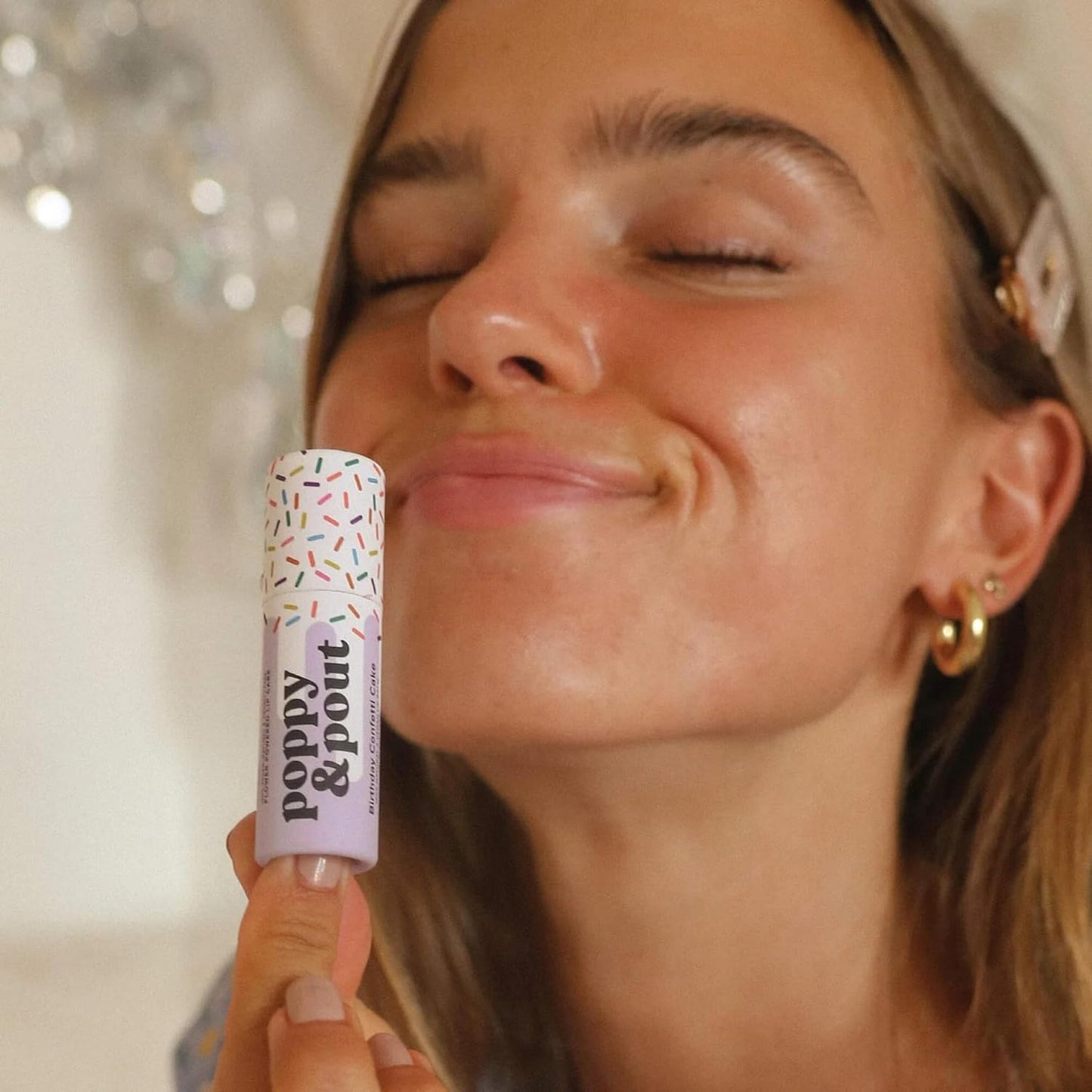 Poppy & Pout Birthday Cake Jumbo Lip Balm | All Natural Lip Balms & Moisturizers | Hydrates with Beeswax, Vitamin E, Organic Coconut Oil | Cruelty-Free | Lip Balm in Recyclable Cardboard Tube (Purple)
