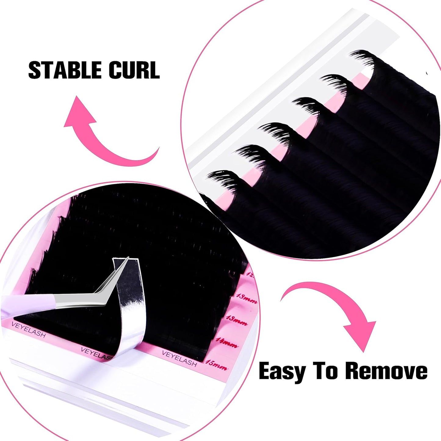 VEYES INC Cashmere Smart Fan Lash Extensions 0.03 0.05 0.07 C/CC/D Curl 8-20mm Mixed & Single Length, Super Matte Black Volume Lashes, Professional Supplies for Lash Techs (0.03 C 18mm)