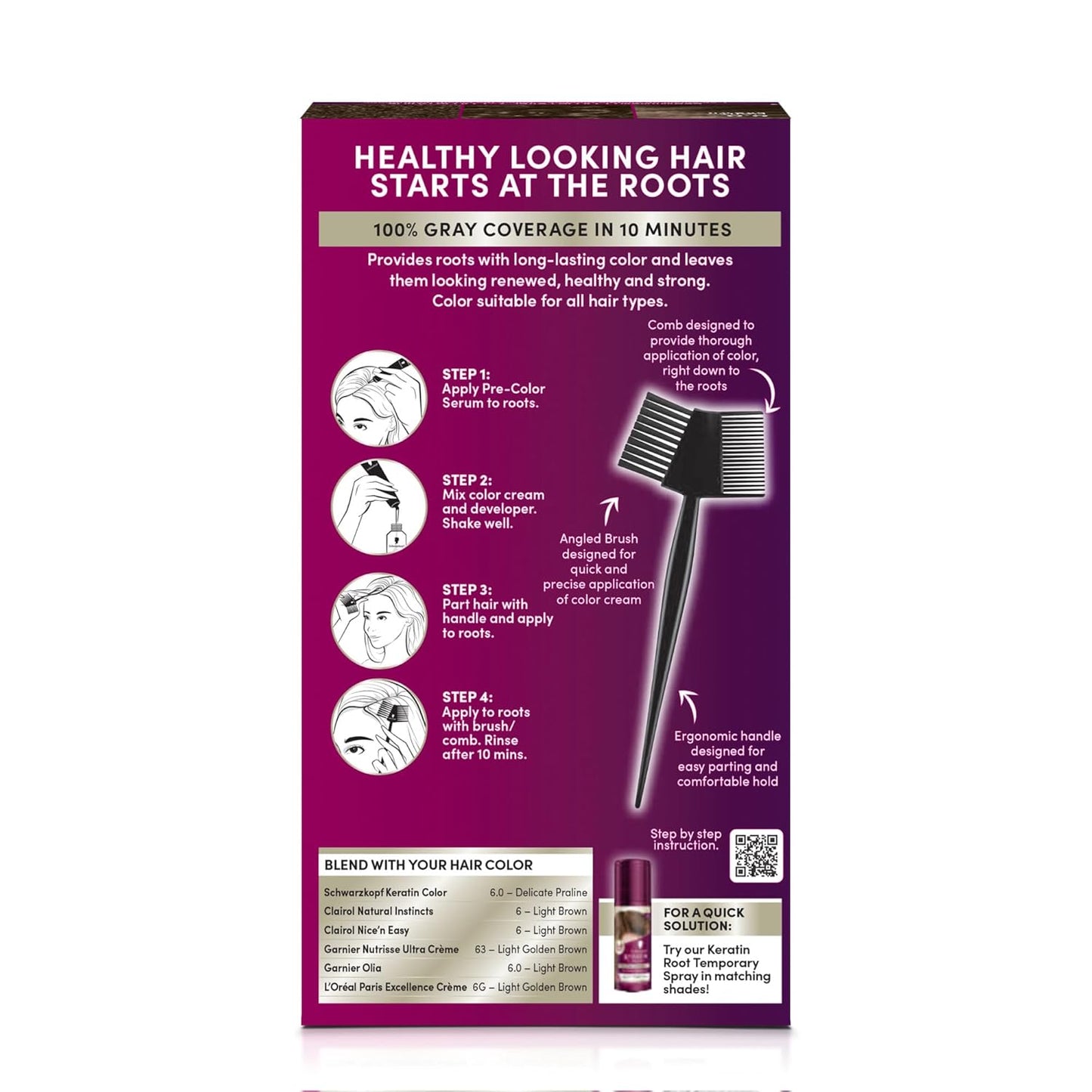 Schwarzkopf Keratin Color Root Permanent Hair Color Kit, Light Brown, 1 Application - Salon Inspired Permanent Hair Dye, for up to 80% Less Breakage vs Untreated Hair and up to 100% Gray Coverage