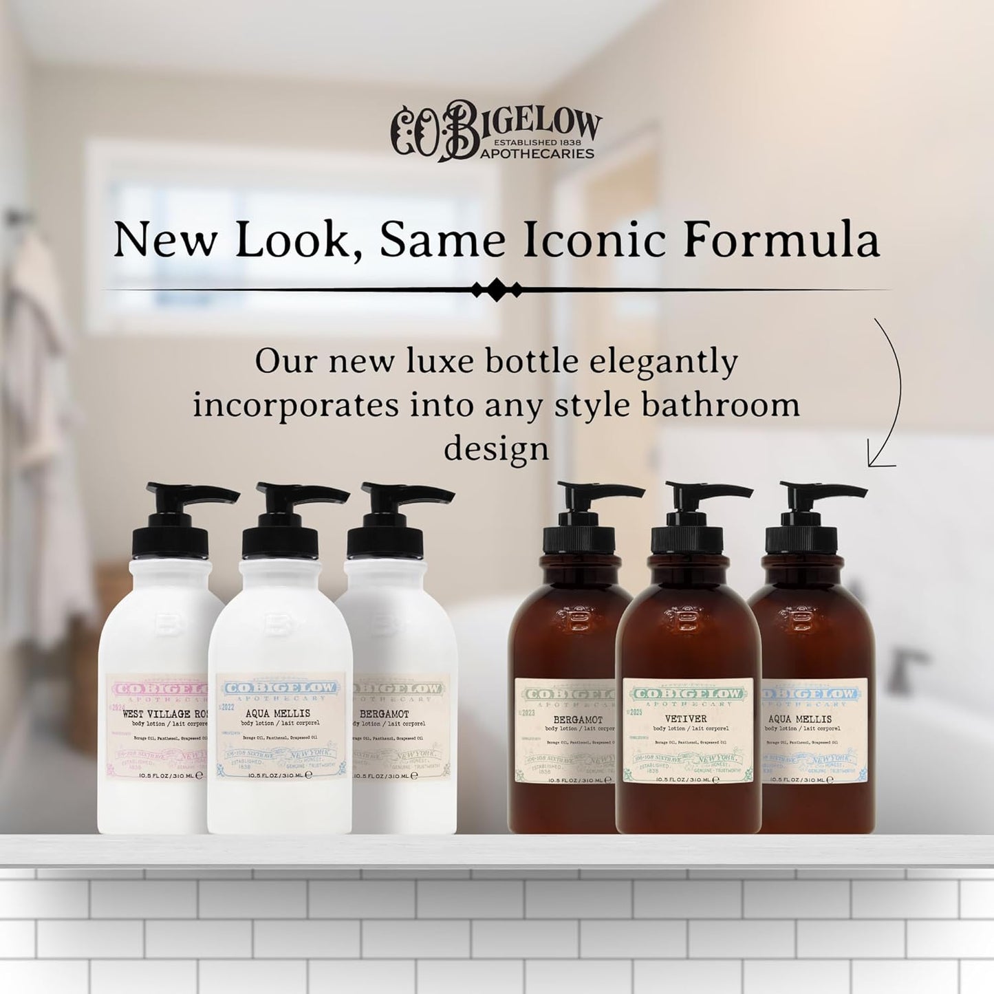 C.O. Bigelow Iconic Collection Vetiver Body Lotion, Scented Body Cream with Grapeseed Oil and Shea Butter, 10.5 fl oz