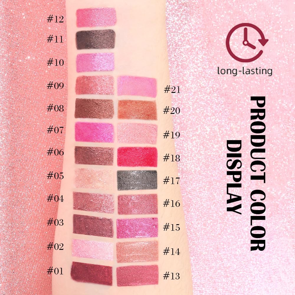 Kaely 2-in-1 Dark Red Metallic Lipstick and Lip Liner, Shimmer Liquid Metallic Lipsticks for Women, Glitter Lip Gloss Stain Long Lasting Waterproof Smudge Proof 24 Hour, Vegan Makeup, 01