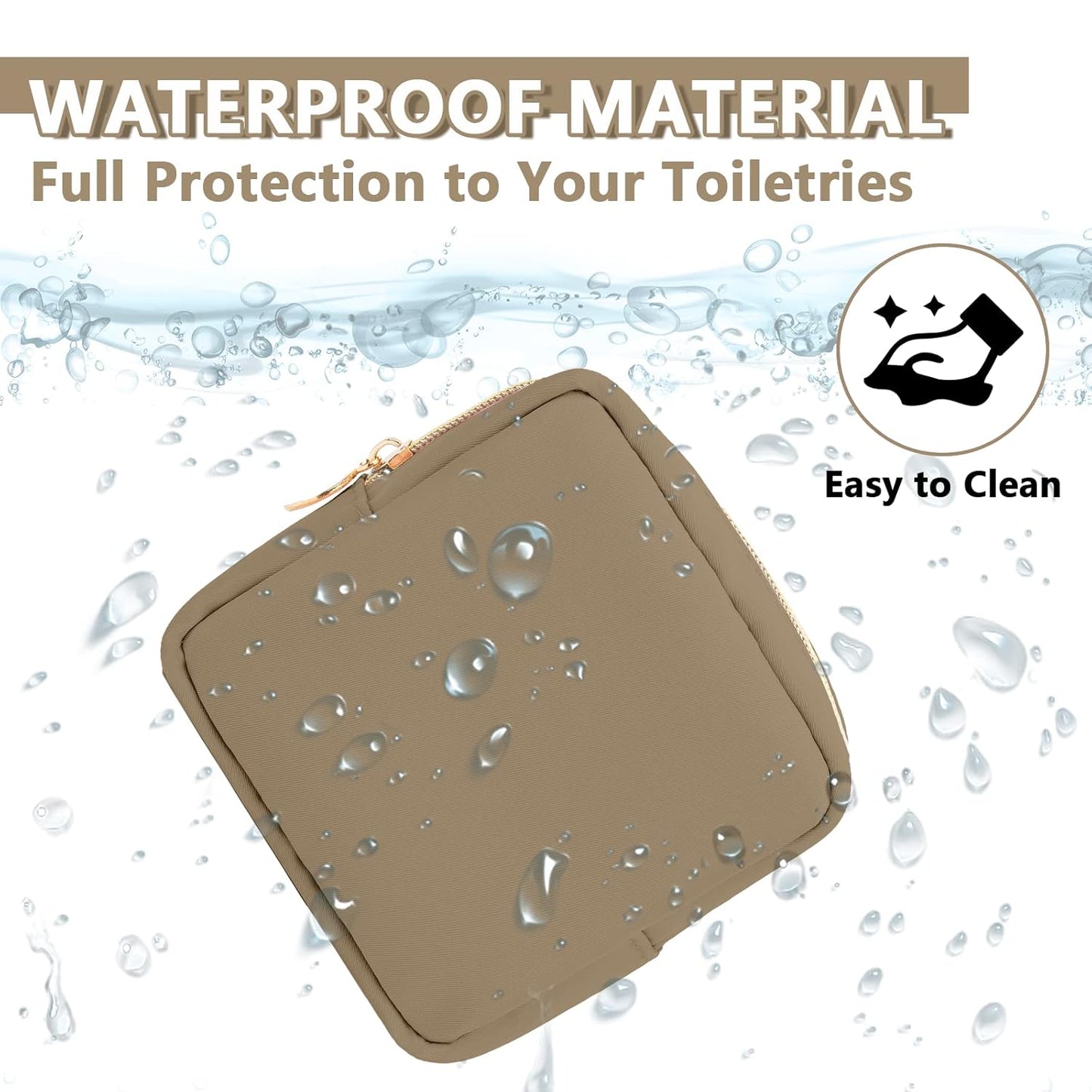 Mini Makeup Pouch for Purse, Small Cosmetic Bag Pouch Nylon Travel Toiletry Organizers for Women Girls, Cute Zipper Pouch Coin Purse Preppy Storage Bag for School Work(Mini-Khaki)