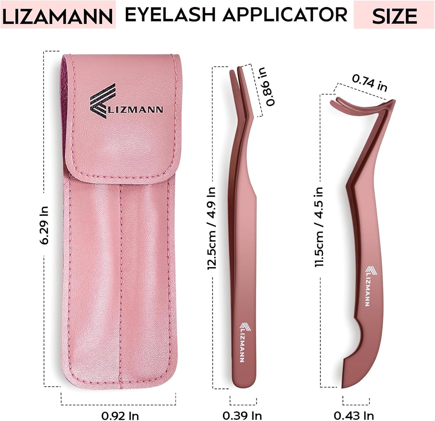LIZMANN Eyelash Applicator Tweezers 2 PCS Tool for False Eyelash Application & Lash Extensions, Mistake-Proof Lash Placement Tweezers for Professional and DIY Use
