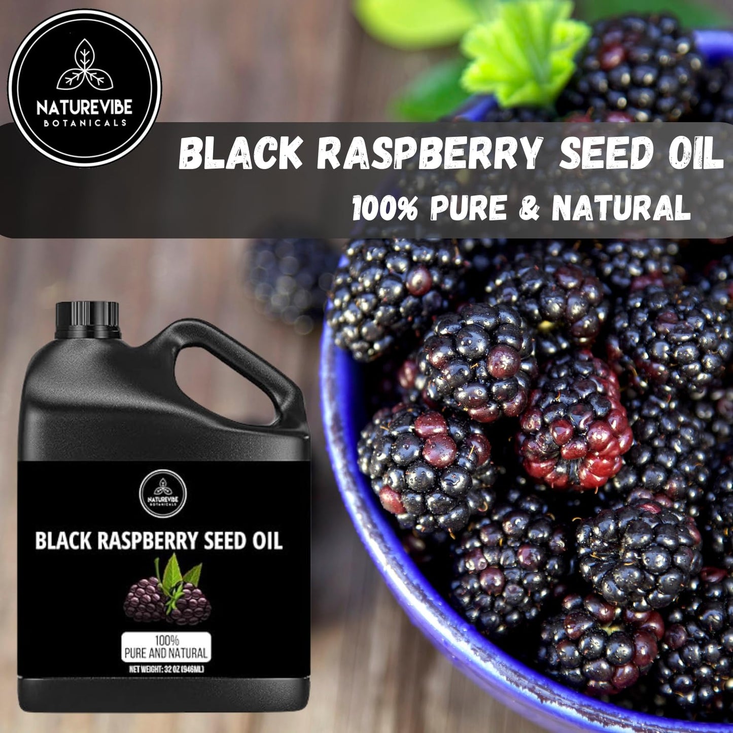 Naturevibe Botanicals Black Raspberry Oil 32 Ounces | 100% Pure and Natural | Great for Skin Care and Hair Care
