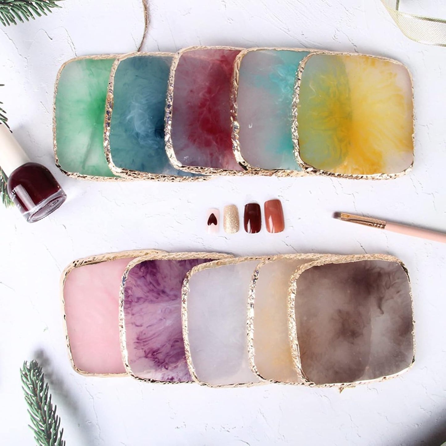 1 Piece Nail Art Palette Nail Polish Palette Mixing Palette Makeup Plate Nail Plates for Nail Art Nail Tip Holder Nail Art Display (1 brown square)