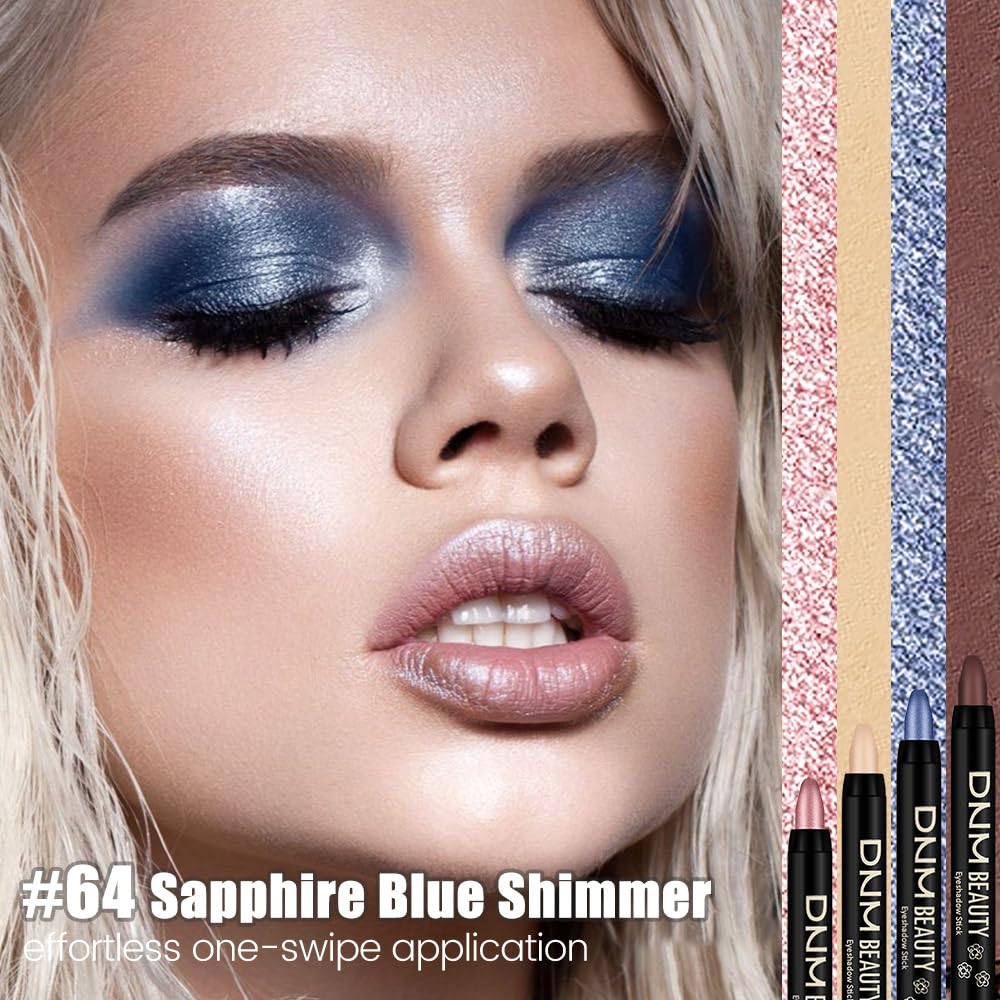 Kaely Cream Eye Shadow Sticks, Sapphire Blue Shimmer Eyeliner Pencil Eyeshadow Palette Makeup, Eye Highlighter Brightener Stick for Older Women Waterproof Pigmented, sombras para ojos, New-64