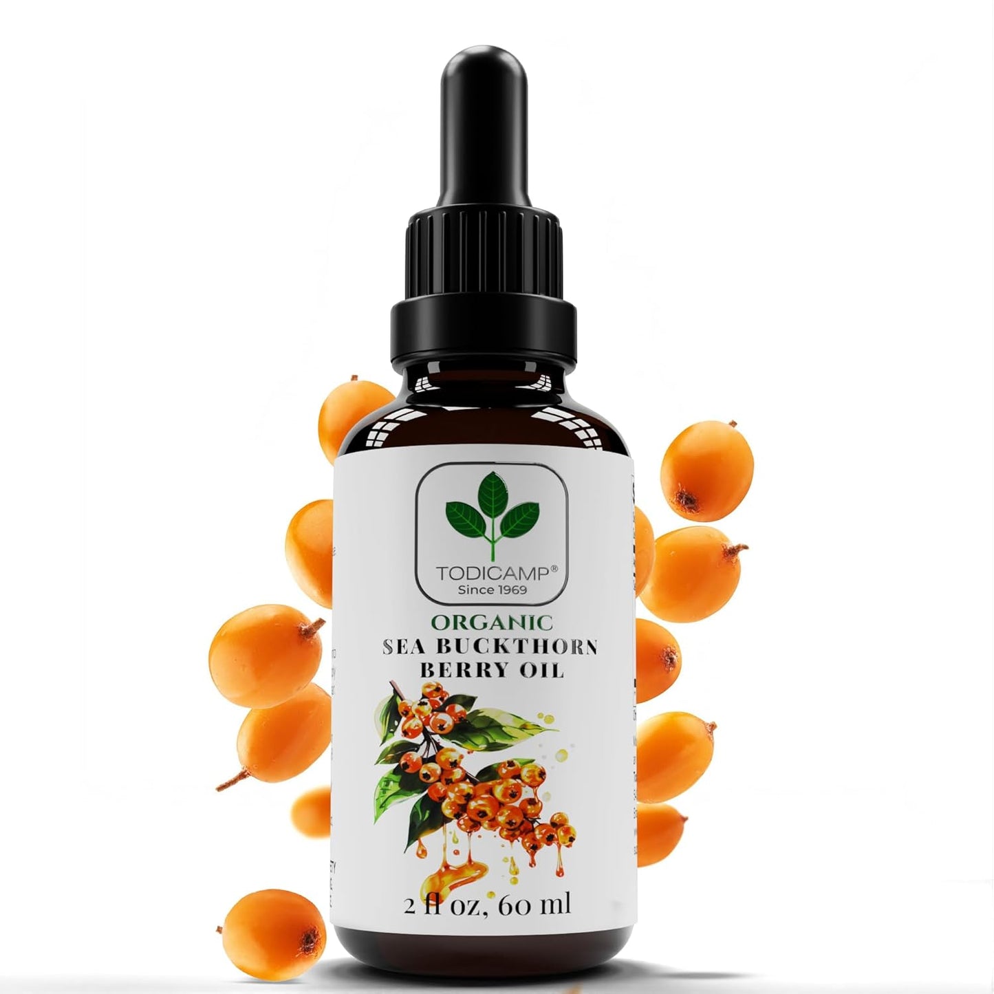 Sea Buckthorn Oil Organic - 2 fl oz Cold-Pressed Sea Buckthorn Berry Oil - Seabuckthorn Oil for Face and Organic Sea Buckthorn Oil Supplement