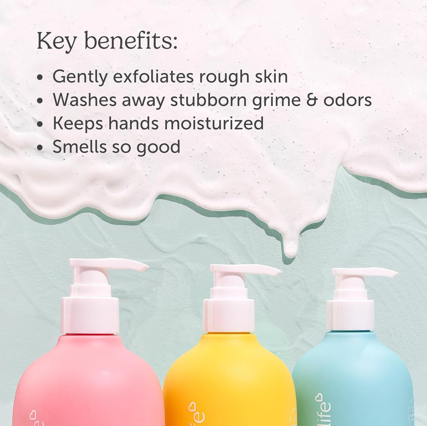 Nectar Life Exfoliating & Moisturizing Hand Wash, Volcanic Pumice for Hand Scrub, Shea Butter Softens Hands, Clean Vegan Ingredients. Ocean Breeze Scent