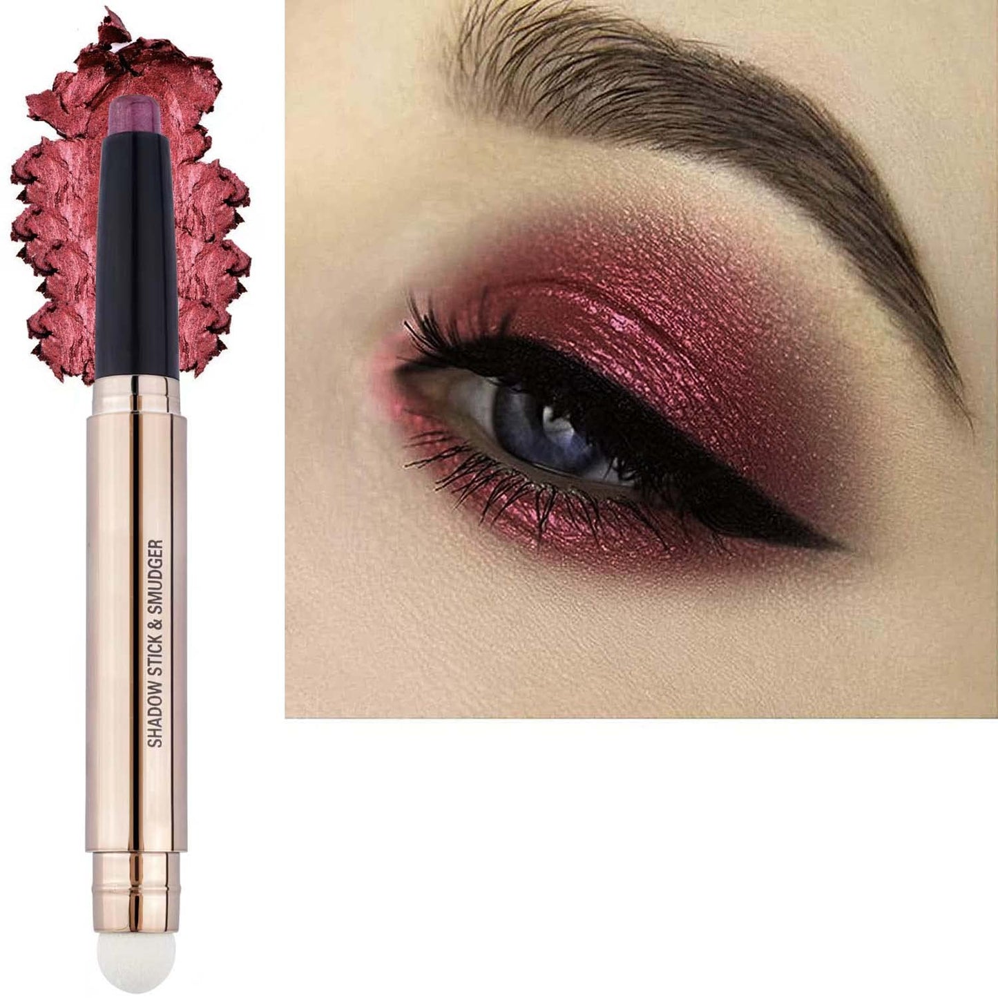 Romantic Red Eyeshadow Stick Makeup, Highlighter Matte Cream Eye Shadow Pencil, Waterproof Hypoallergenic Long Lasting Crayon, Glitter Primer Palette Shimmer Eyeliner Pen