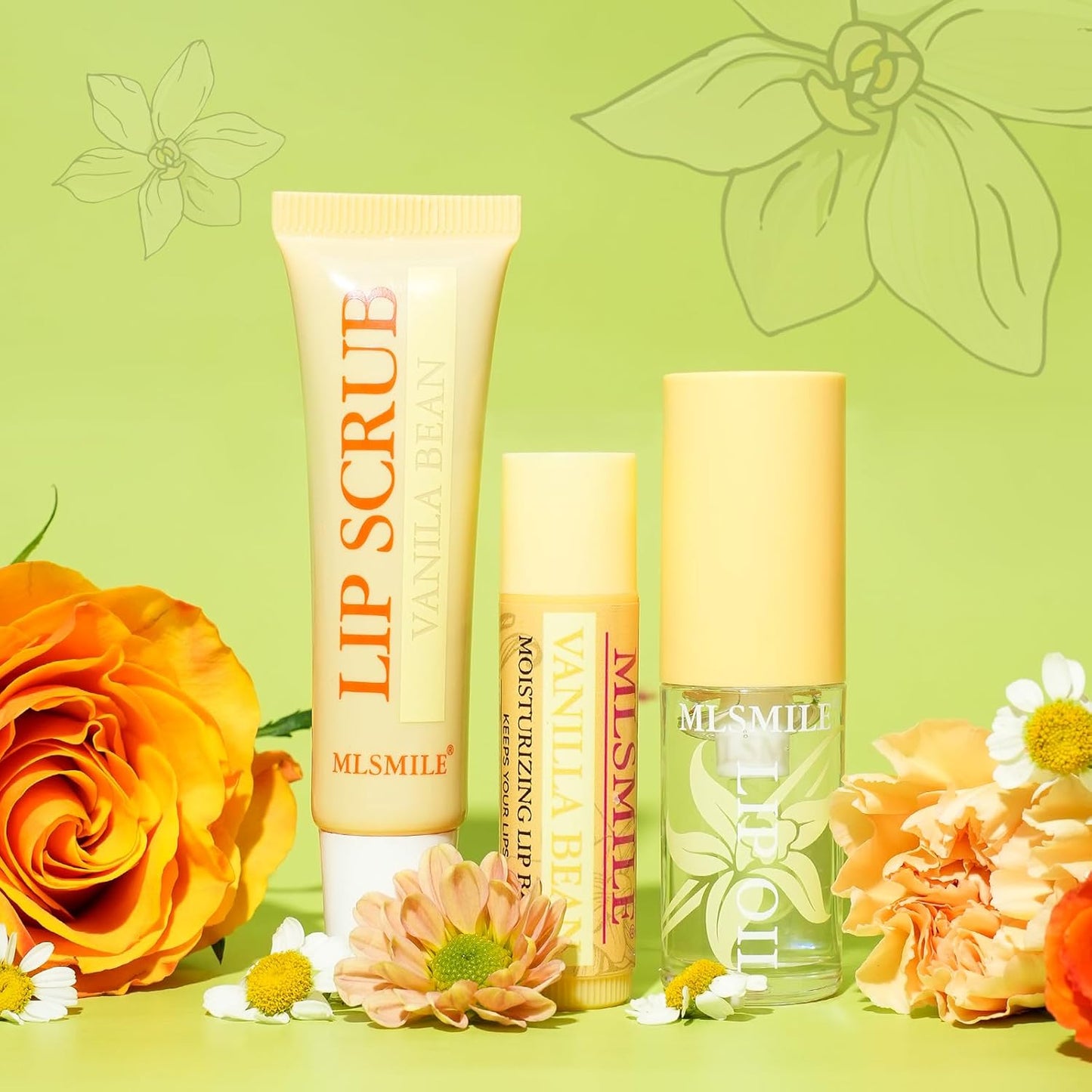 Lip Care Combo 3 pcs Set, Natural Kissers Scrub, Balm Moisturizing Oil, Vitamin E Moisturizing Treatment Overnight Treatment for Dry Chapped Lips, Nourishing Skincare Gift (04, PEPPERMINT)