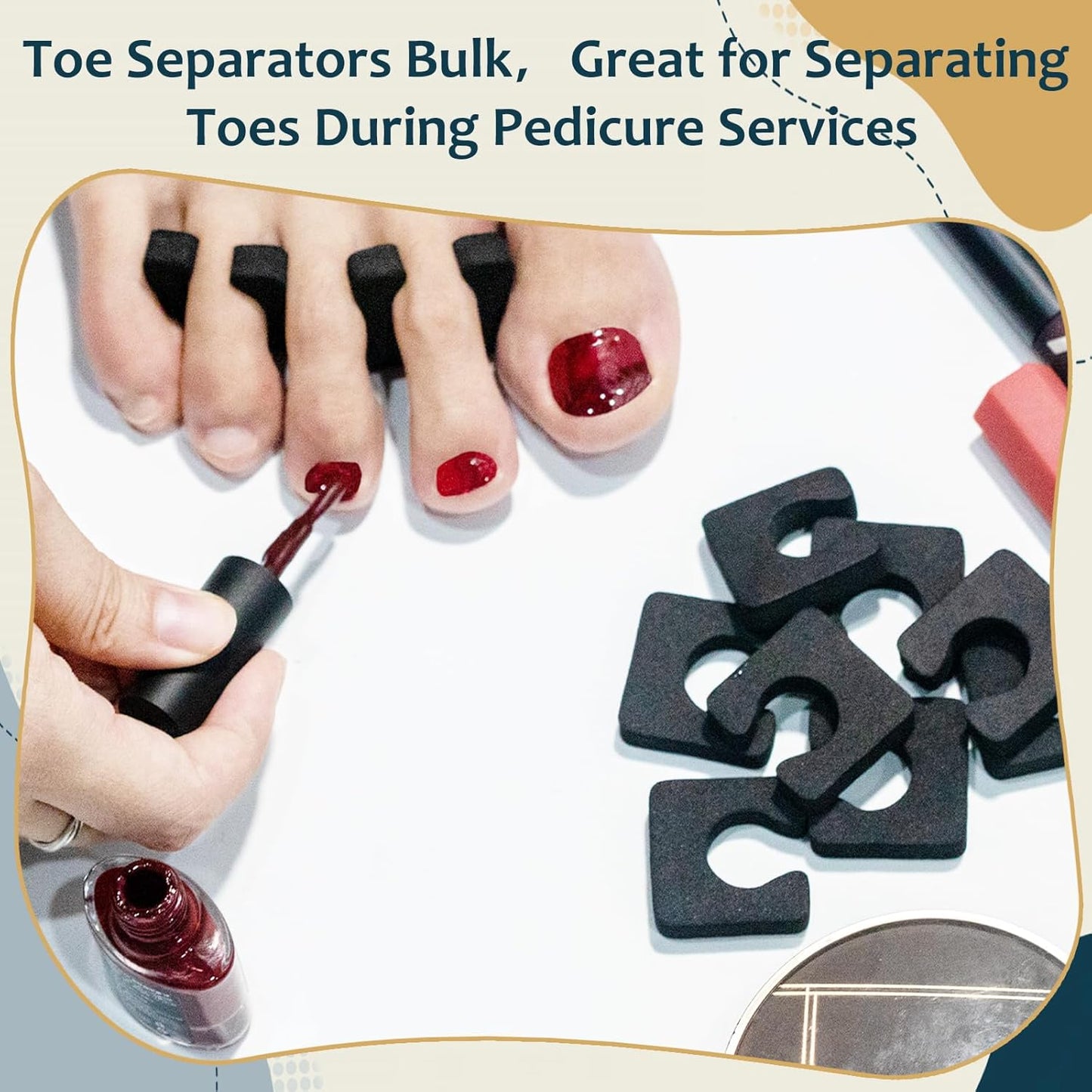 600 Pcs Toe Separators for Men and Women, Soft Foam Finger Divider Spacer Set, Pedicure Toe Separators for Hands and Feet Nail Polish Application Luxury Pedicure Supplies, Black