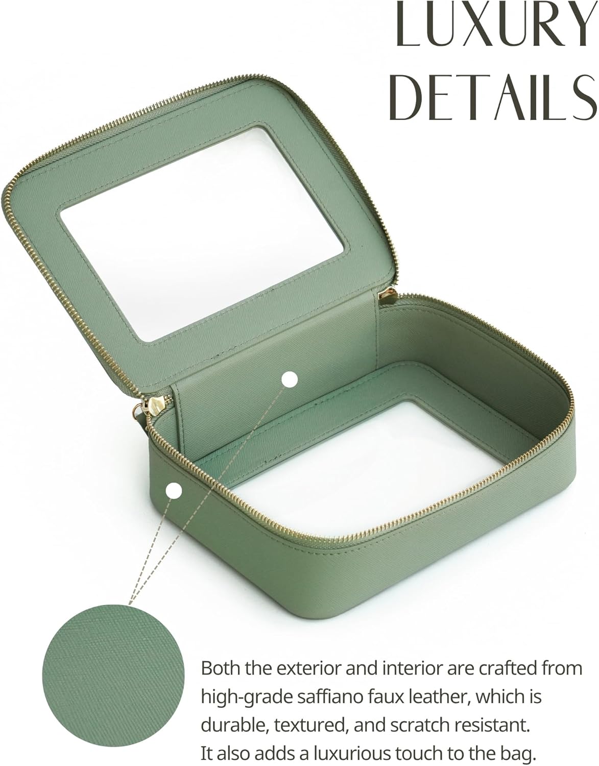 Popvibe Clear Makeup Bag Travel Cosmetic Case Transparent Toiletry Bag with Zipper, Portable Make Up Organizer Traveling Compact Car Bag for Essentials