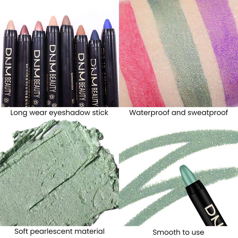 evpct Green Shimmer Cream Eye Shadow Brightener Sticks Set for Eyes, Green Shimmery Matte Pencil Eye shadow Applicator Stick Pen Palette Makeup Waterproof sombras en crema para ojos 34#