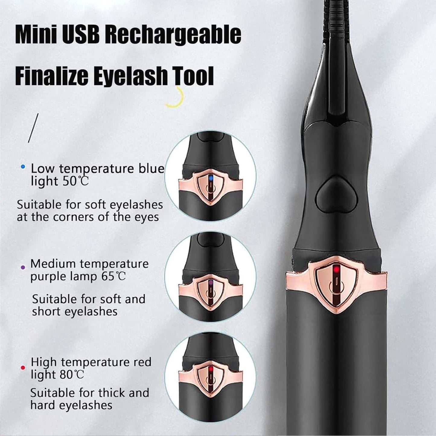 Electric Eyelash Curlers, 2025 New Heated Eyelash Curler, Eyelash Curler for Women, with 8s Fast Heating, 3 Adjustable Temperatures, USB Rechargeable for Long-Lasting Curls (Black)