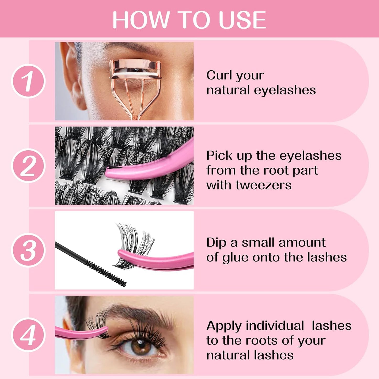 280 Pcs Individual Lashes 60D+80D Mixed 0.05 Lash Clusters 14 Rows that Look Like Eyelash Extensions DIY Lash Extension Self Application At Home (60+80-C-9-16mix)