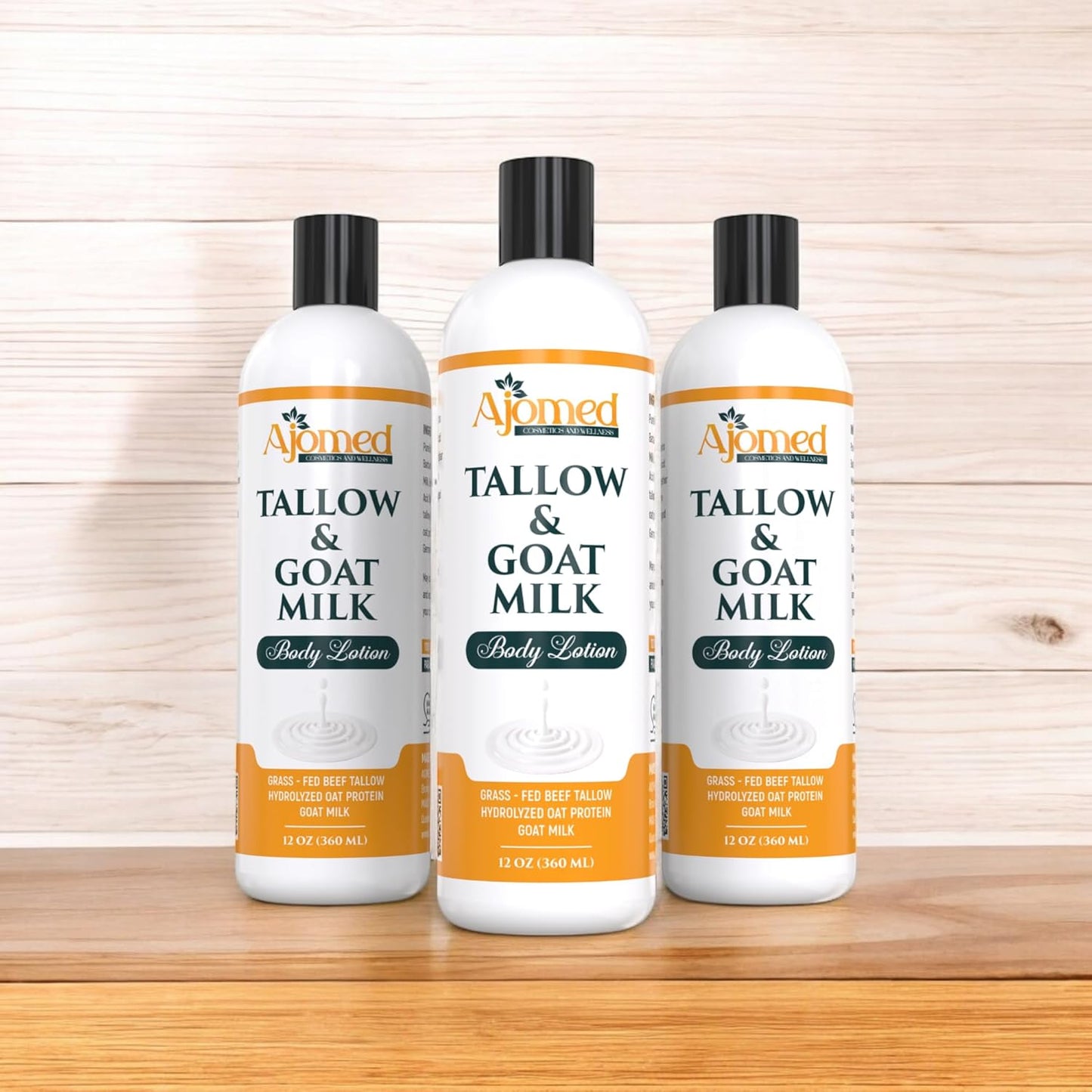 Grass Fed Beef Tallow & Goat Milk Body Lotion for Sensitive Skin, Organic Tallow moisturizer- Soothes Dry Patches, Goat Milk Moisturizer - Handmade Tallow Body Lotion (Oatmeal & Honey, 12 Oz)