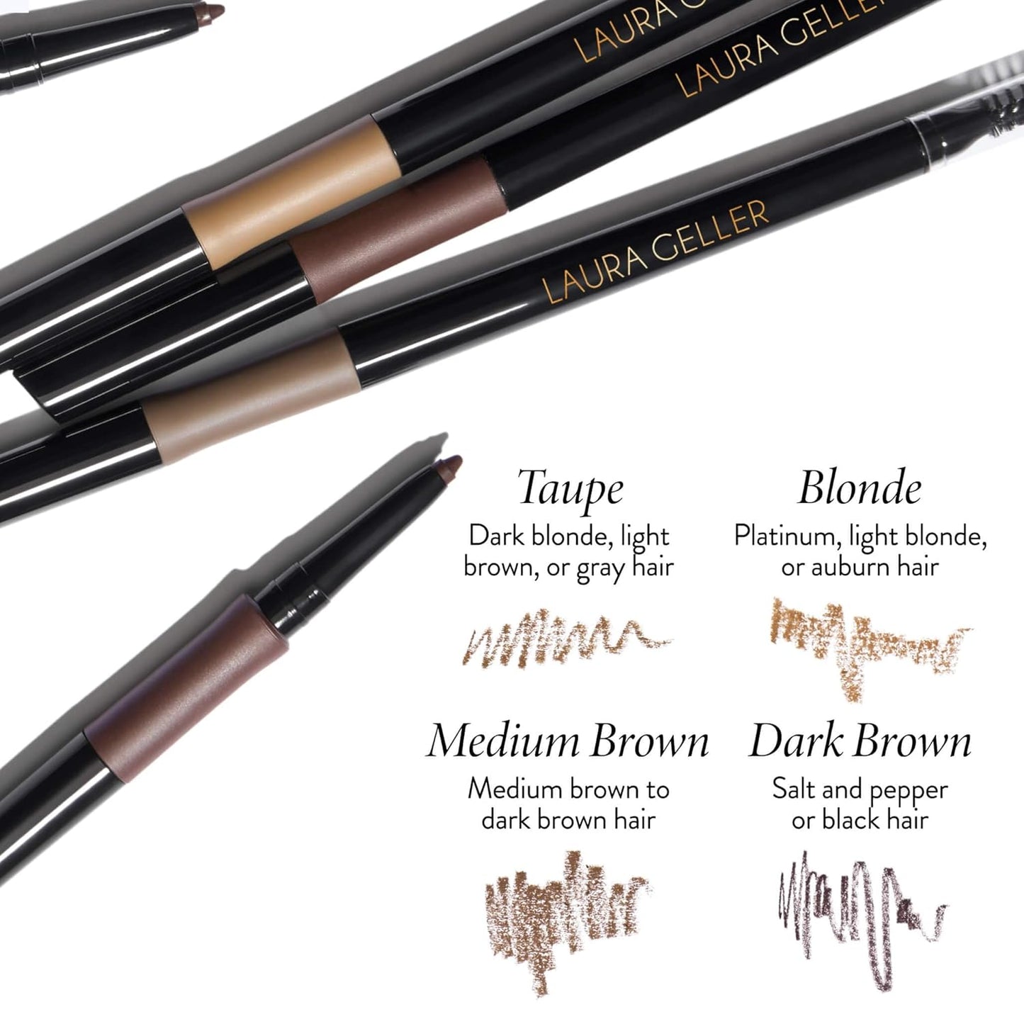LAURA GELLER NEW YORK INKcredible Waterproof Brow Pencil- Blending Spoolie Brush - Long Lasting Eyebrow Filler (04 Dark Brown)