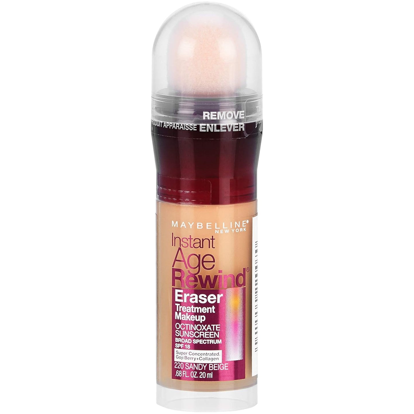 Maybelline Instant Age Rewind Eraser Treatment Makeup with SPF 18, Anti Aging Concealer Infused with Goji Berry and Collagen, Sandy Beige, 1 Count