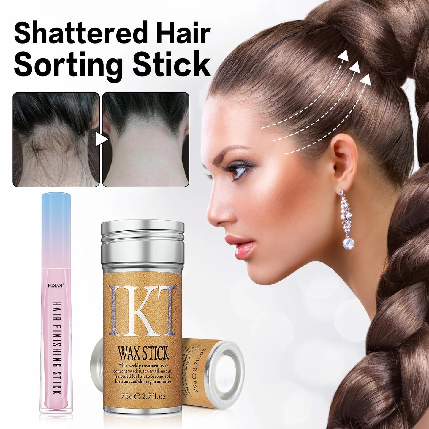 5 Pcs Hair Wax Set for Women & Baby Accessories, Edge Control Slick for Flyaways, Finishing Stick, Styling Comb, Gel for Fixing
