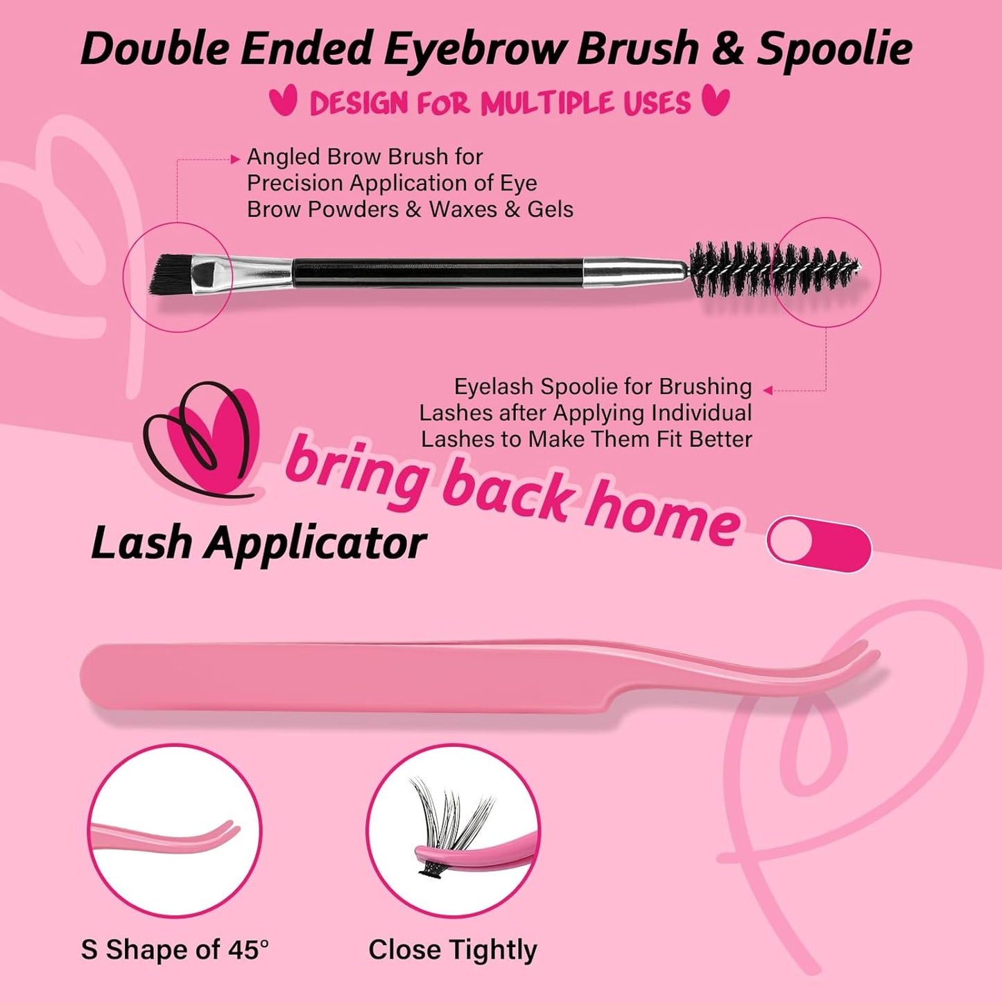 Lash Clusters Kit 280pcs Lash Clusters D Curl Eyelash Extension Kit Individual Lashes with Lash Bond and Seal Lash Applicator Easy to Apply at Home(60D-9-16mix Kit)