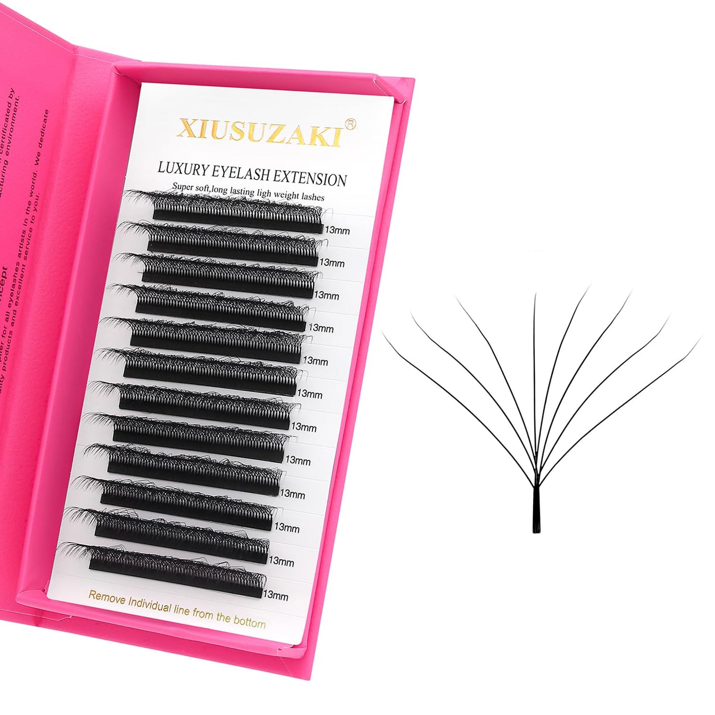 W Lash Extensions Supplies 8D Eyelash Extensions W Shape 0.07mm Thickness D Curl 15mm Premade Fans Easy Fan Lashes Volume Matte Black 12 Rows Crisscross Eye Lashes(W-8D-0.07-D,15mm)