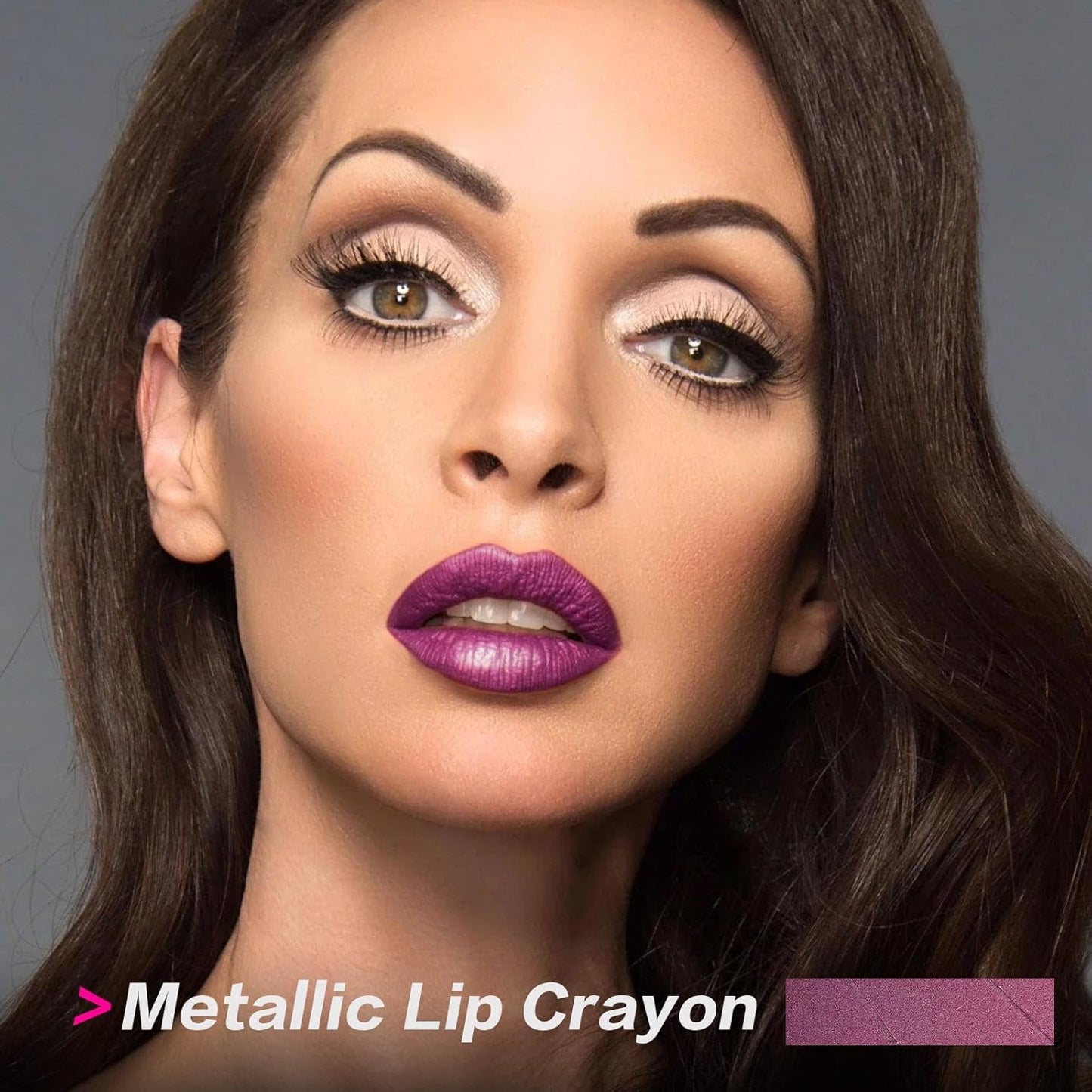 FOCALLURE Ultra Chic Metallic Lipstick,Rich Vitamin E Lip Crayon,Lightweight Shinning Color without Drying or Fading,Long Lasting Lips Makeup,#23 Pansy Purple