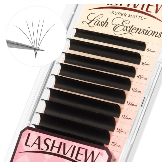 LASHVIEW Volume Lash Extensions 0.03-0.20 J/B/L/C/CC/D Curl 8-16mm Mixed & Single Length Tray, Soft Matte Dark Professional Eyelashes Extension(0.03 D 8-16mm)