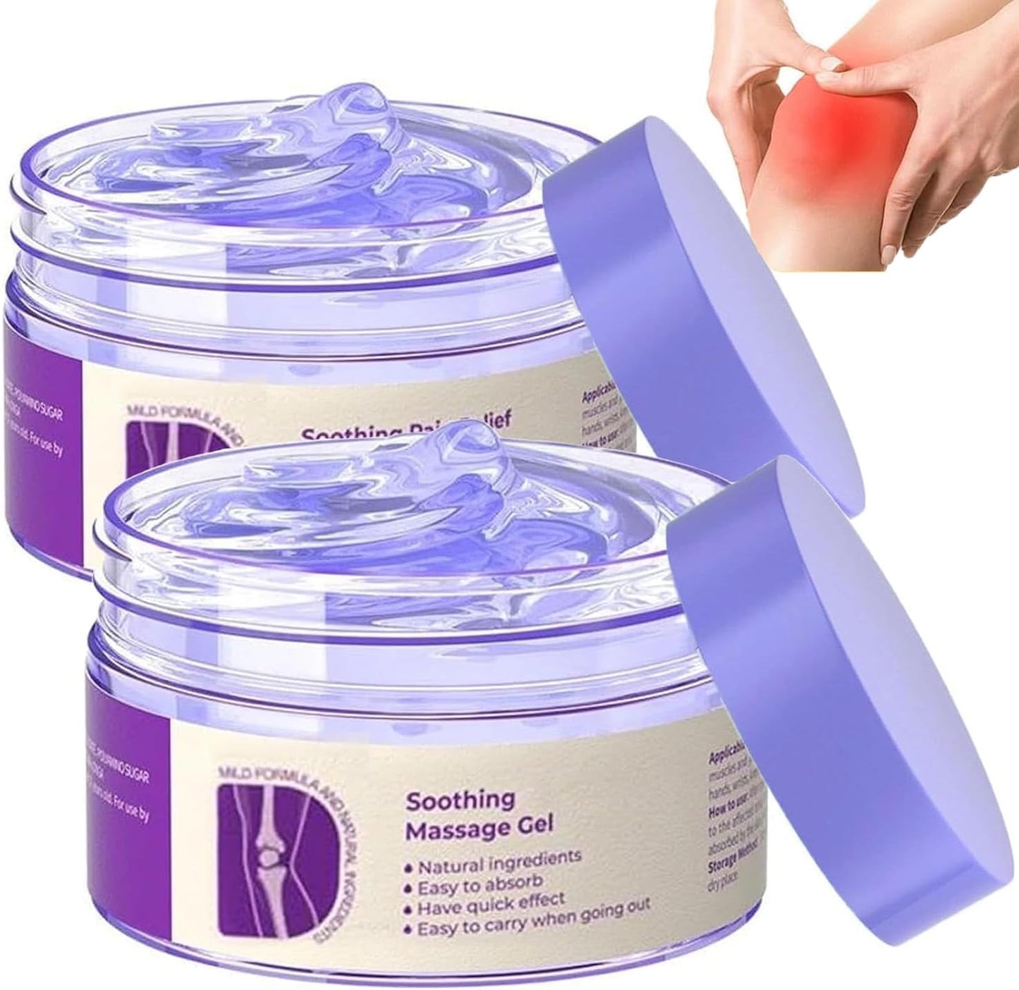 2 PCS Soothing Relief Massage Gel, Joint Gel Purple Gel Cooling Soothing Knees, Lumbar, Neck, Back, Shoulders, Hands, and Feet