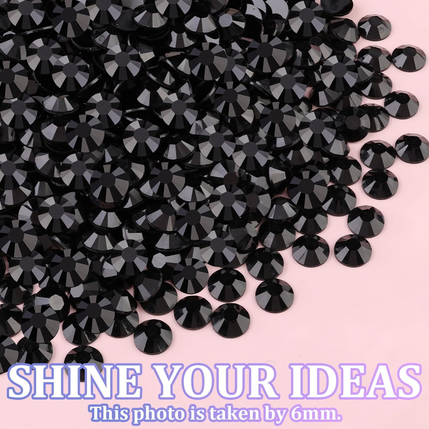25000Pcs Resin Jelly Rhinestones for Crafting, Black 2-6mm Mixed Sizes Non Hotfix Flatback Gems, Bedazzling Crystal for DIY Crafts Clothing Tumblers Mugs Shoes Fabric Nail Art