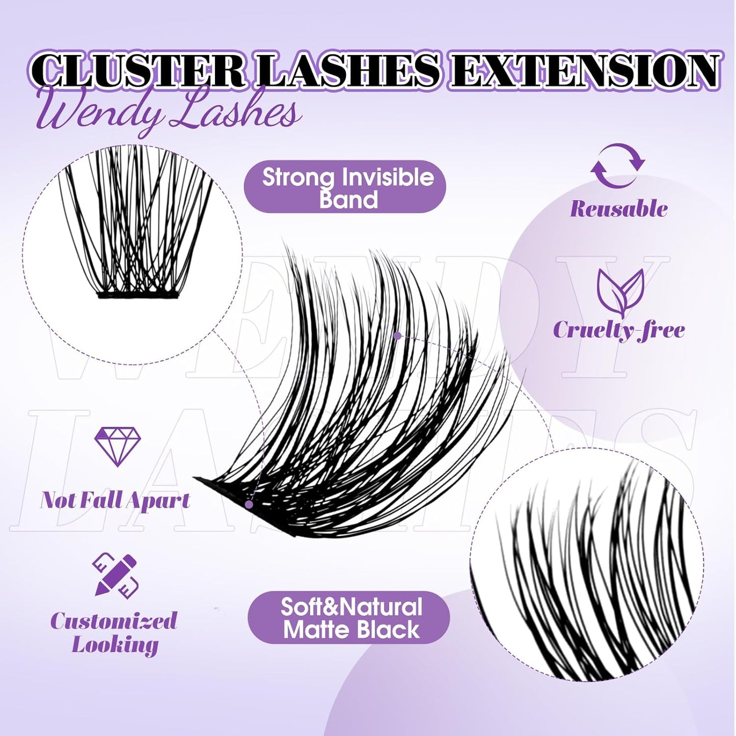 DIY Individual Lash Extensions Eyelashes Cluster Lashes 12-18 mixed D Curl Cluster Lash Nature Look Soft Wispy Cluster Eyelash Extensions（FD18+B-07-1218）