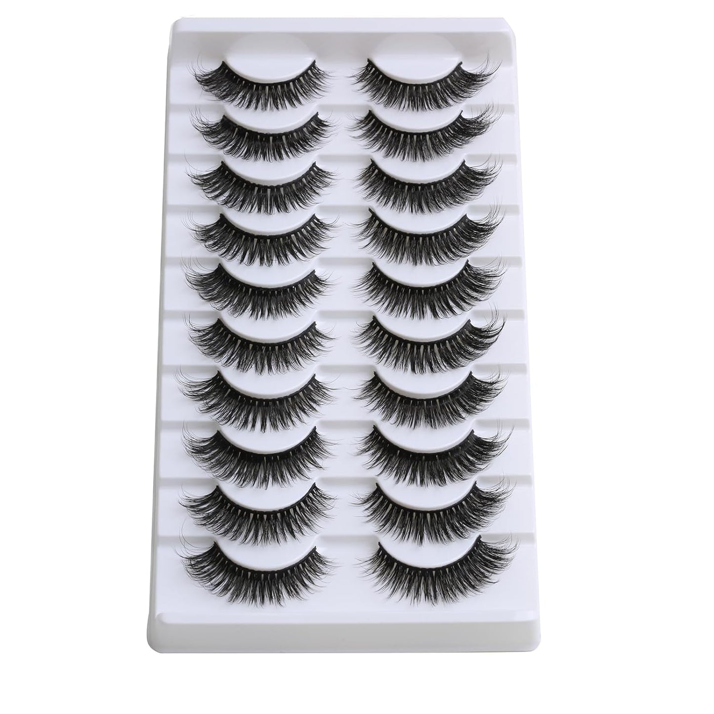 SUNWELL False Eyelashes 15mm Mink Lashes Cat Eye Lashes 8D Fluffy Wispy Foxy Eye Fake Lashes Strips Natural Look Faux Mink Lashes 10 Pairs Pack