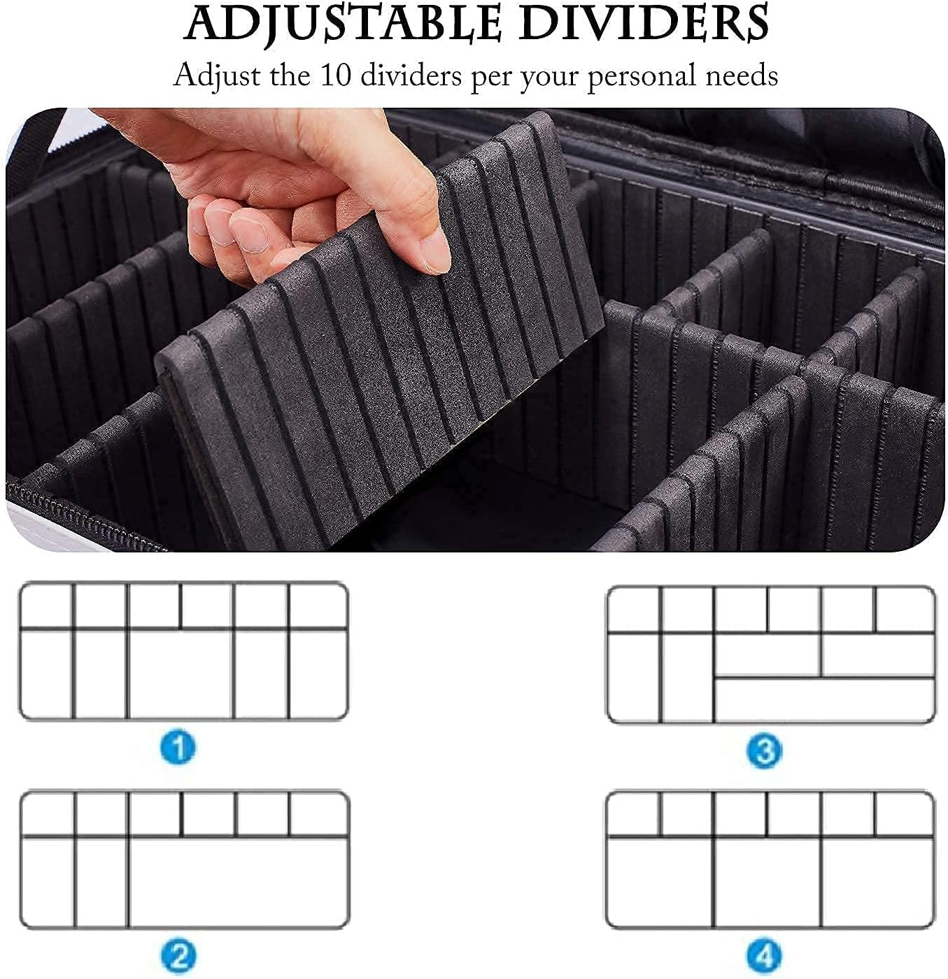 JOURMON Travel Makeup Case Portable Makeup Train Case Organizer Cosmetic Bag with Adjustable Dividers and Shoulder Strap for Makeup Brushes Toiletry Travel Accessories(Marble White Black, L)