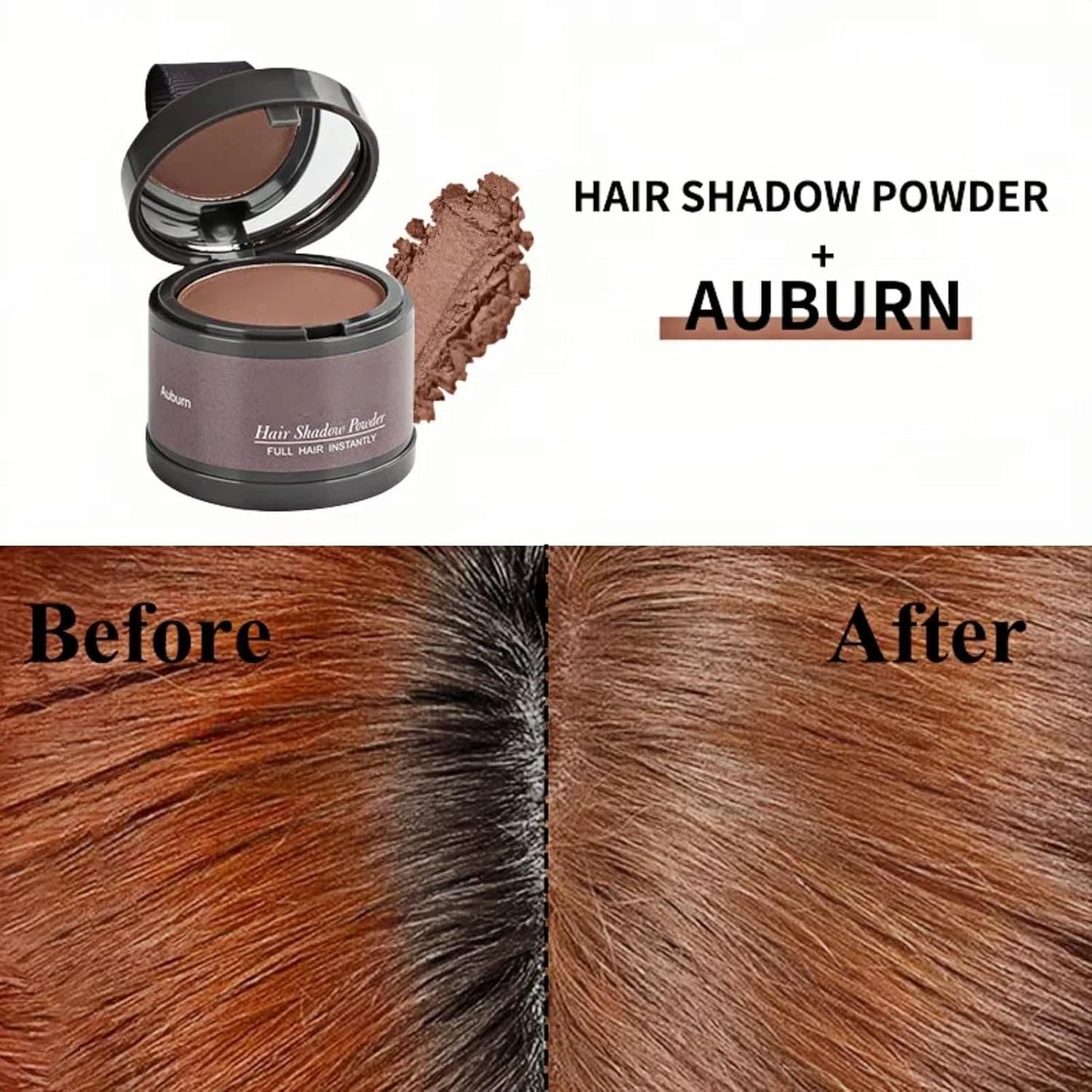 Hairline Powder (Auburn) - Instantly Cover Gray Hair Roots, Hair Color Shadow, Thin Hair Touch-Up, 4g