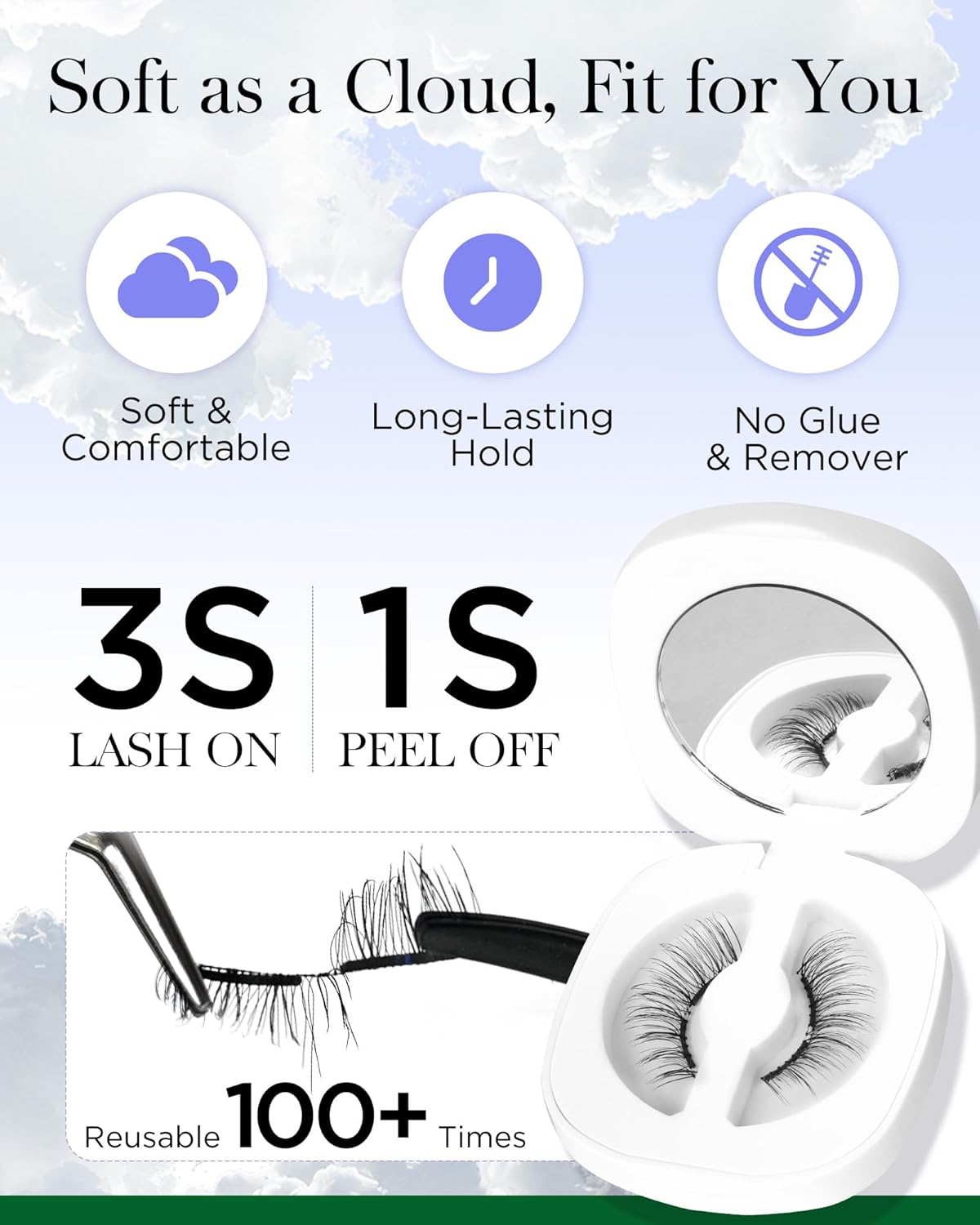 BEYELIAN Magnetic Eyelashes with Applicator, Upgrade Magnetic Lashes Natural Look, Reusable Soft Magnetic Eyelash No Glue Needed, Easy Apply for Eye Makeup (Lightweight & Comfortable)