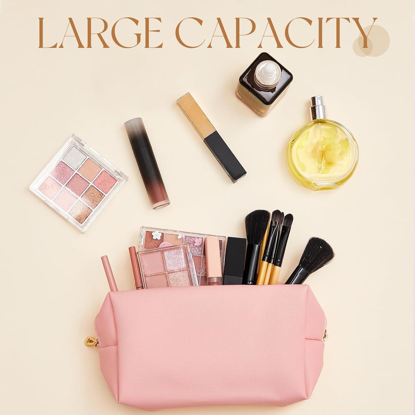 Kigeli 15 Pcs Aesthetic Makeup Bags PU Leather Cosmetic Pouches Waterproof Plain Toiletry Bags Makeup Pouches Bulk for Women Party Gift Travel Storage Organizer(Vivid Color)