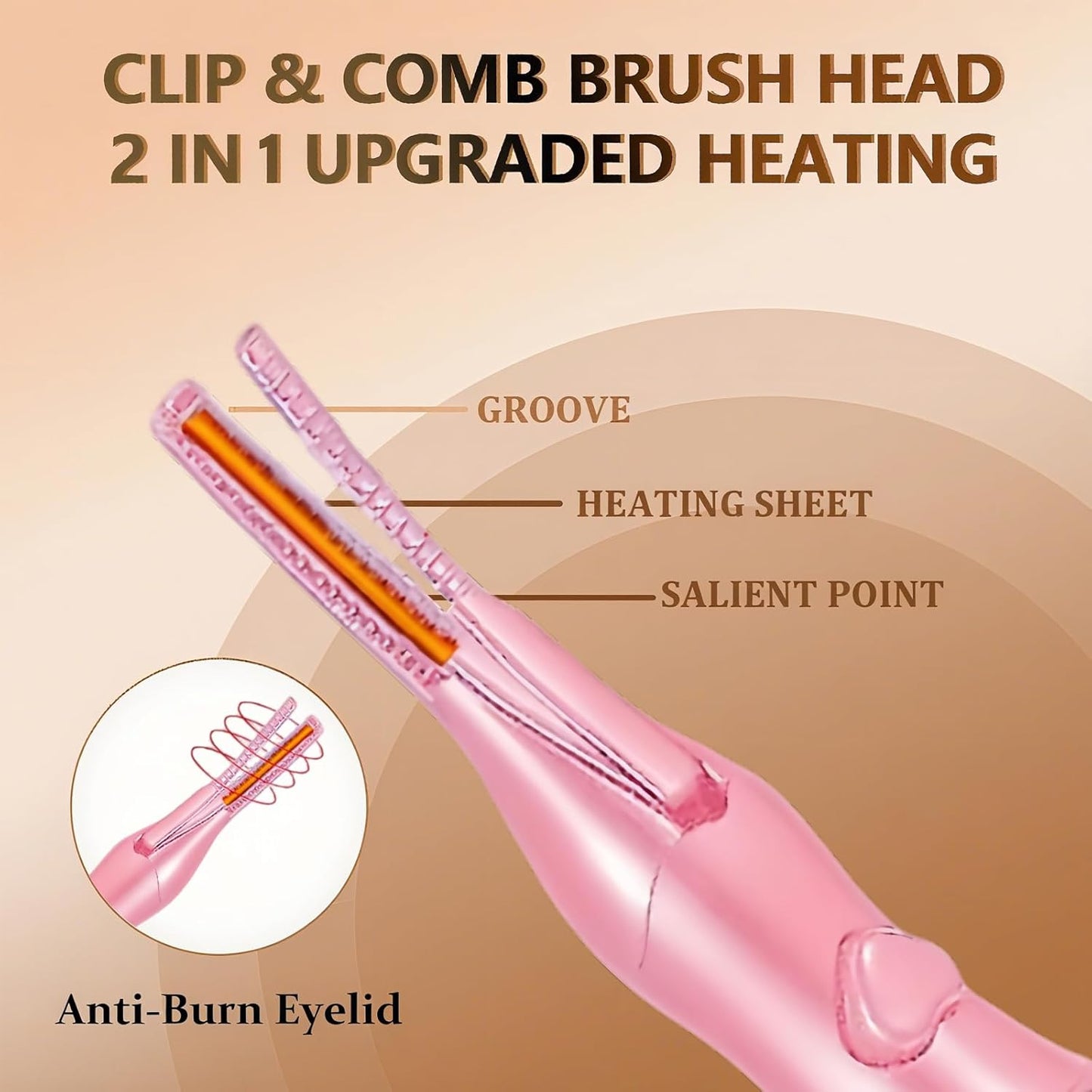 Heated Eyelash Curler, 2-in-1 Clip-Type Design, 3 Temperature Modes, USB Rechargeable Electric Eyelash Curler, Natural Curling 24H Long-Lasting Curl, Gift for Women & Girls, Light Pink DA